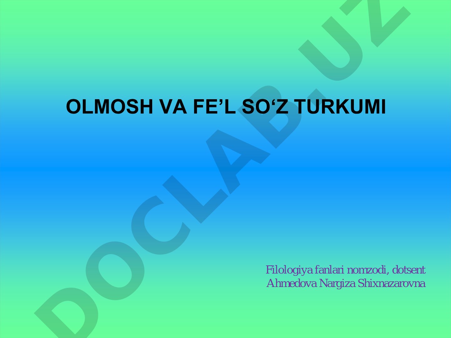 Olmosh va fe’l so‘z turkumi