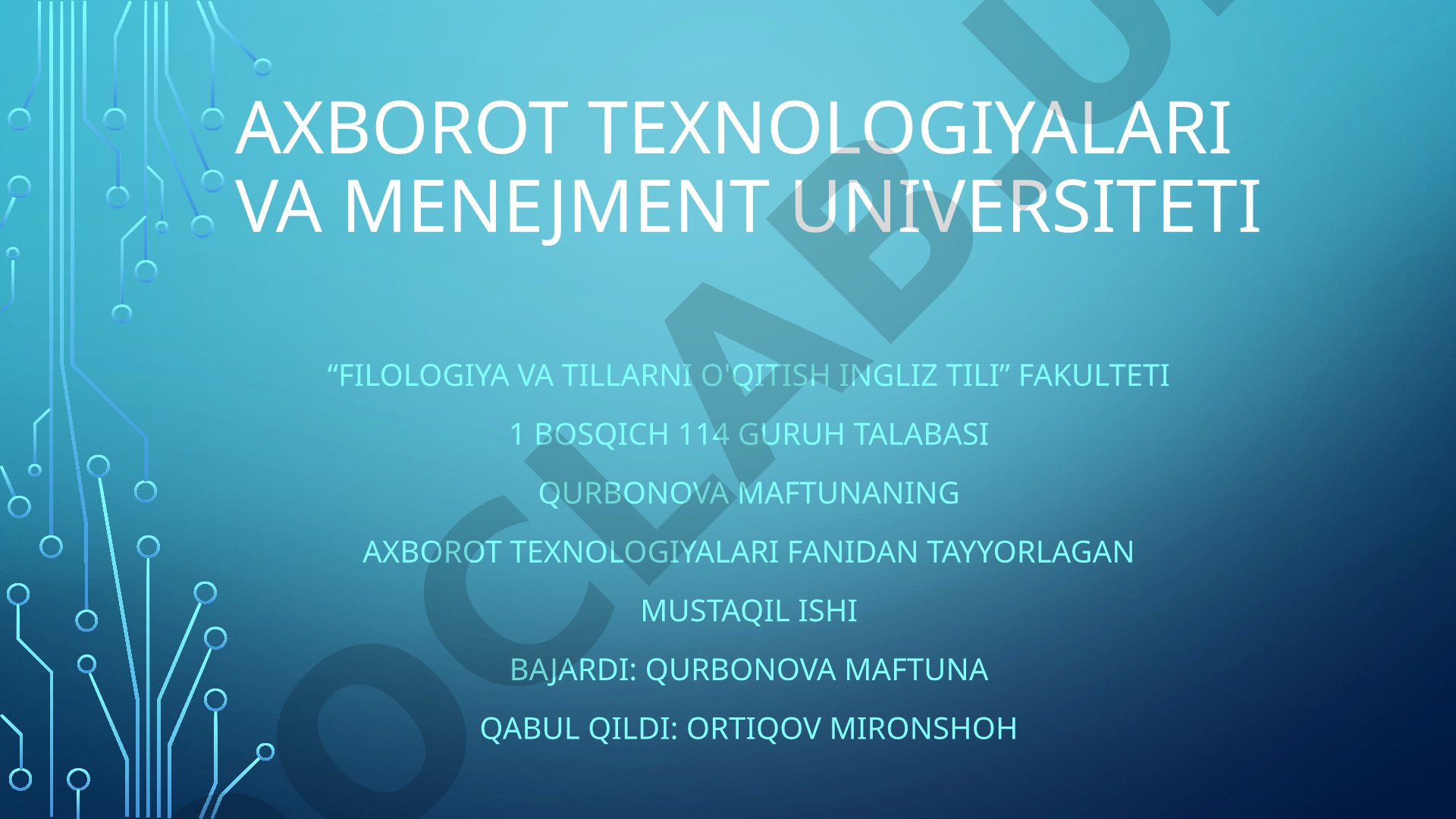 Elektron raqamli imzo va uning ochiq va yopiq kalitlari. Elektron sertifikatlar.