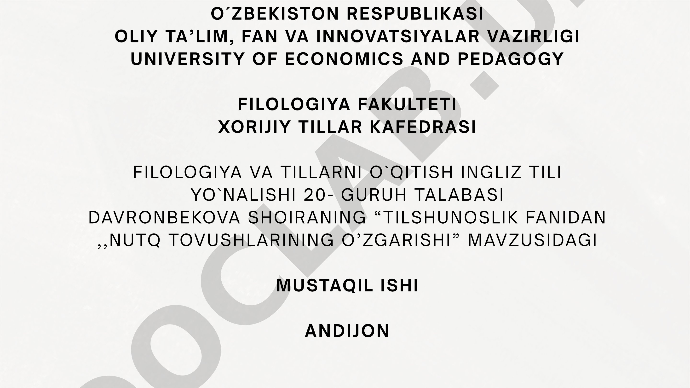 Nutq tovushlarining o'zgarish tushunchasi, asosiy turlari va ahamiyati haqida ma'lumot
