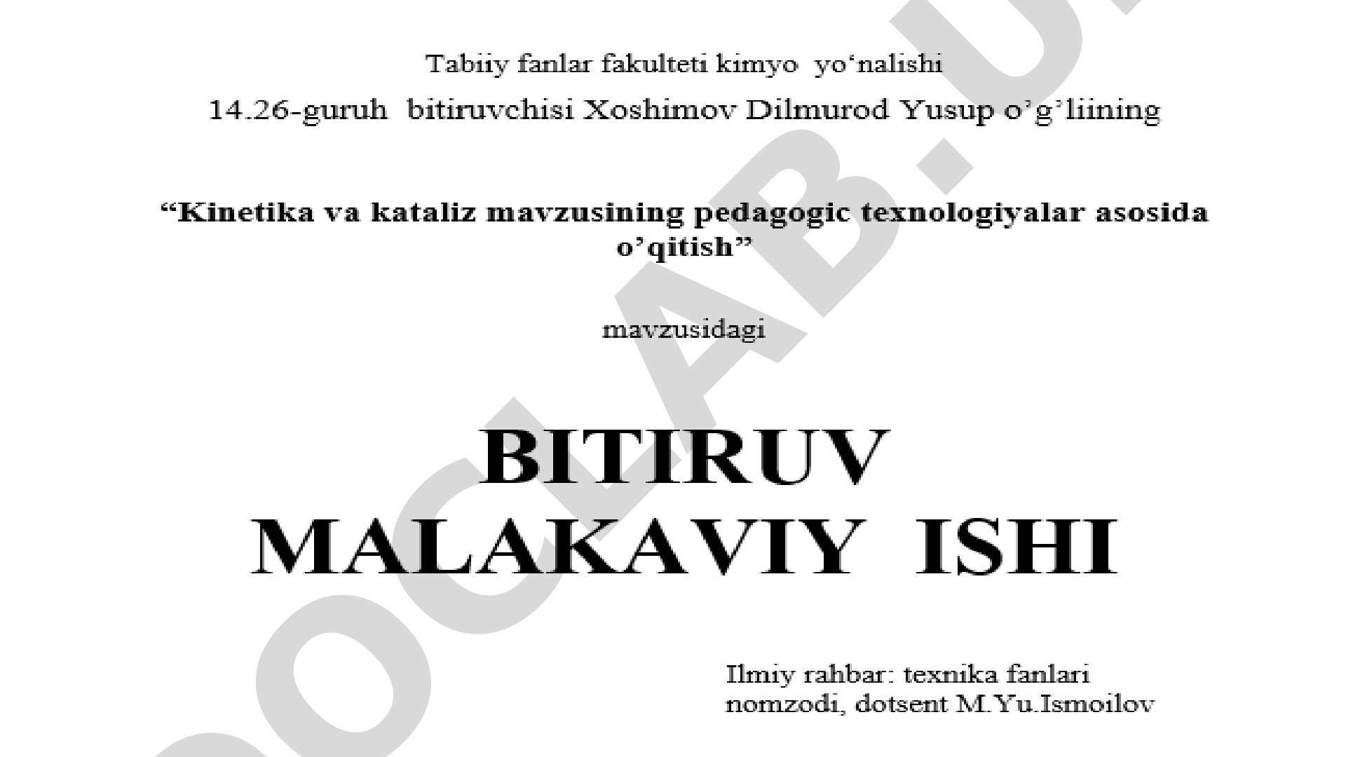 Kimyo o'qitishda zamonaviy pedagogik texnologiyalardan foydalanish