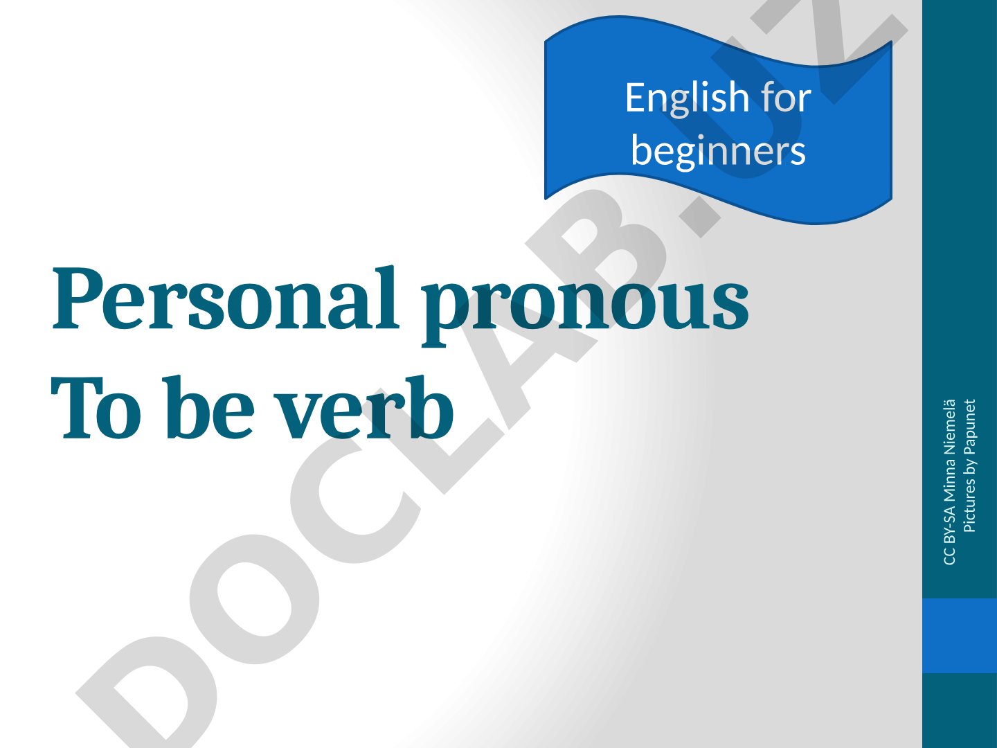 Personal pronouns and verb to be