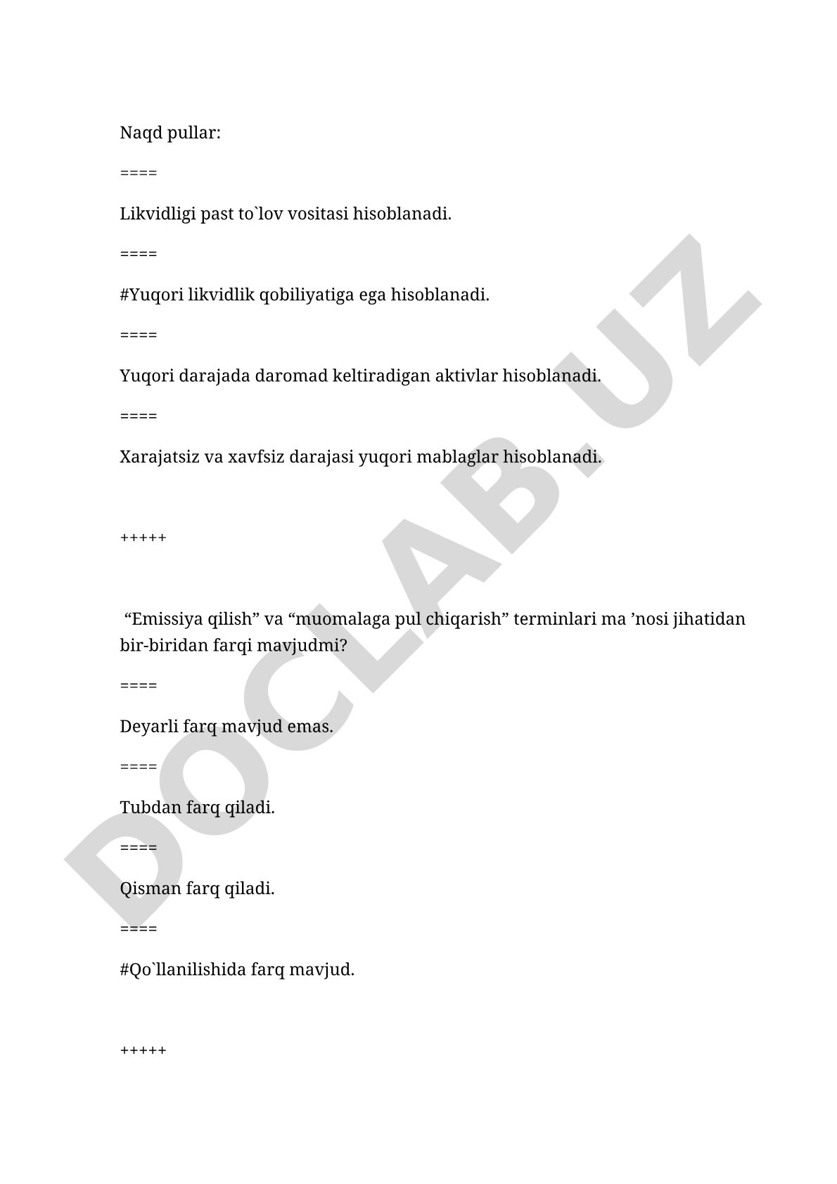 Pul nazariyasi va muomalasi