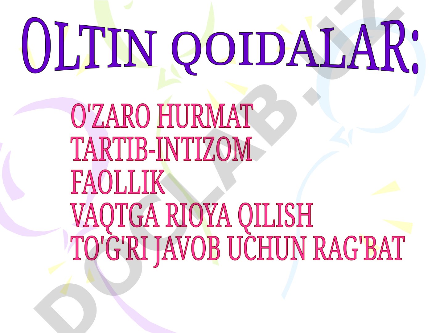 Kimyoviy reaksiyalarning turlari: birikish, parchalanish, o'rin olish, almashinish
