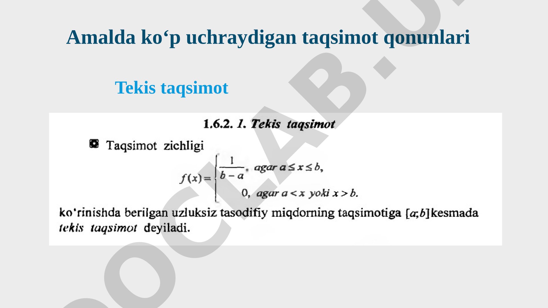 Amalda koʻp uchraydigan taqsimot qonunlari