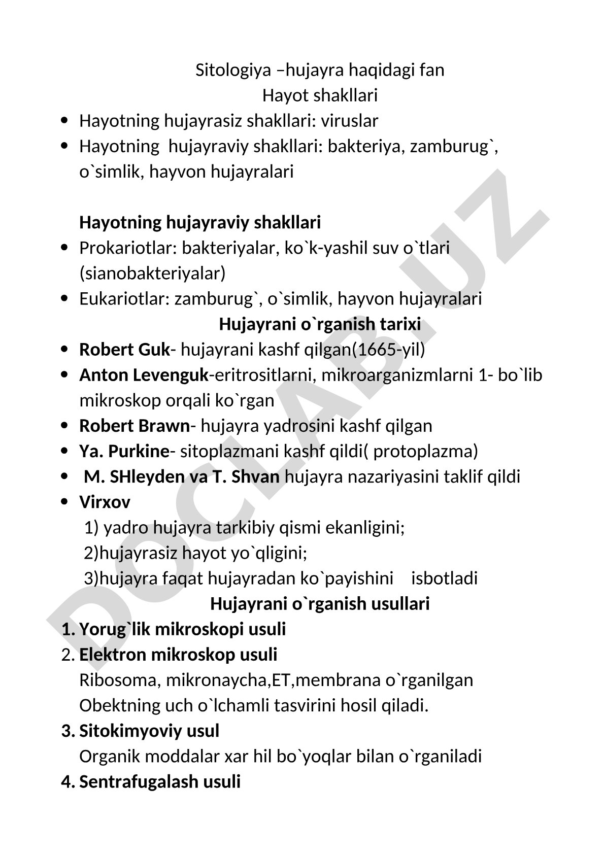 Sitologiya – hujayra haqidagi fan