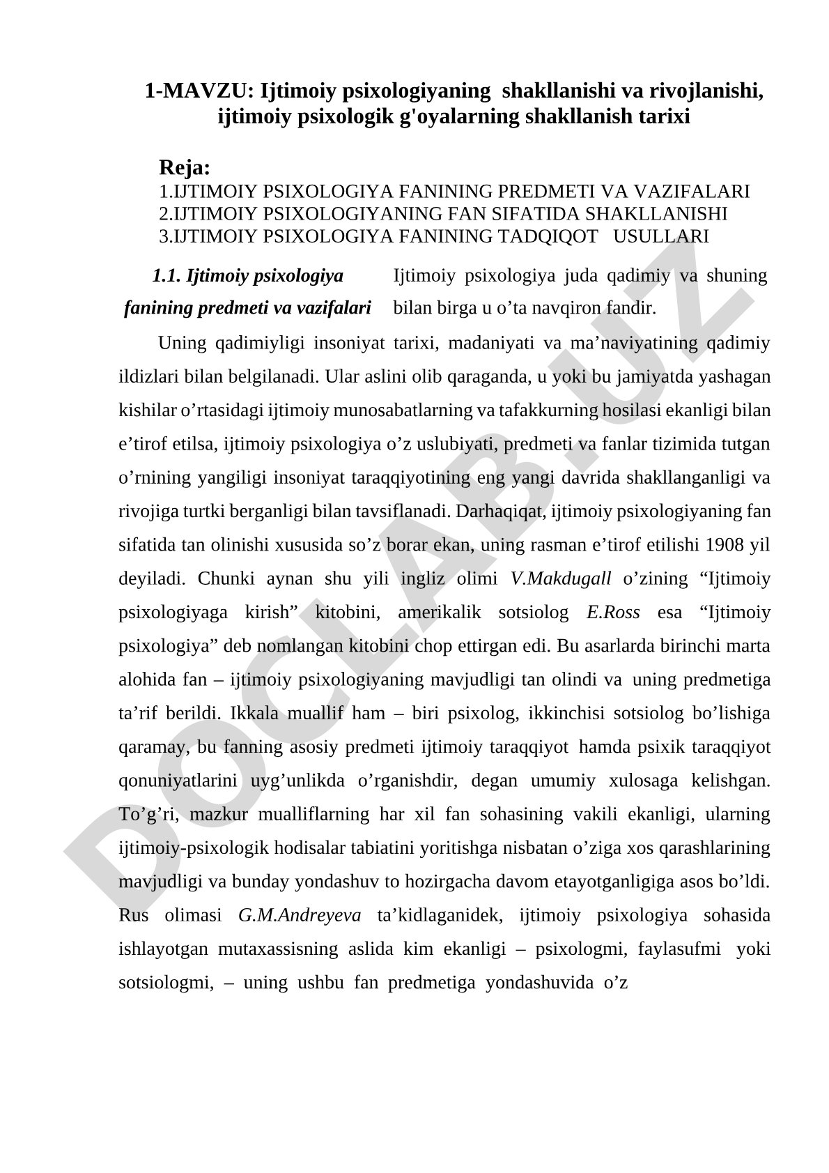 Ijtimoiy psixologiyaning shakllanishi va rivojlanishi, ijtimoiy psixologik g'oyalarning shakllanish tarixi
