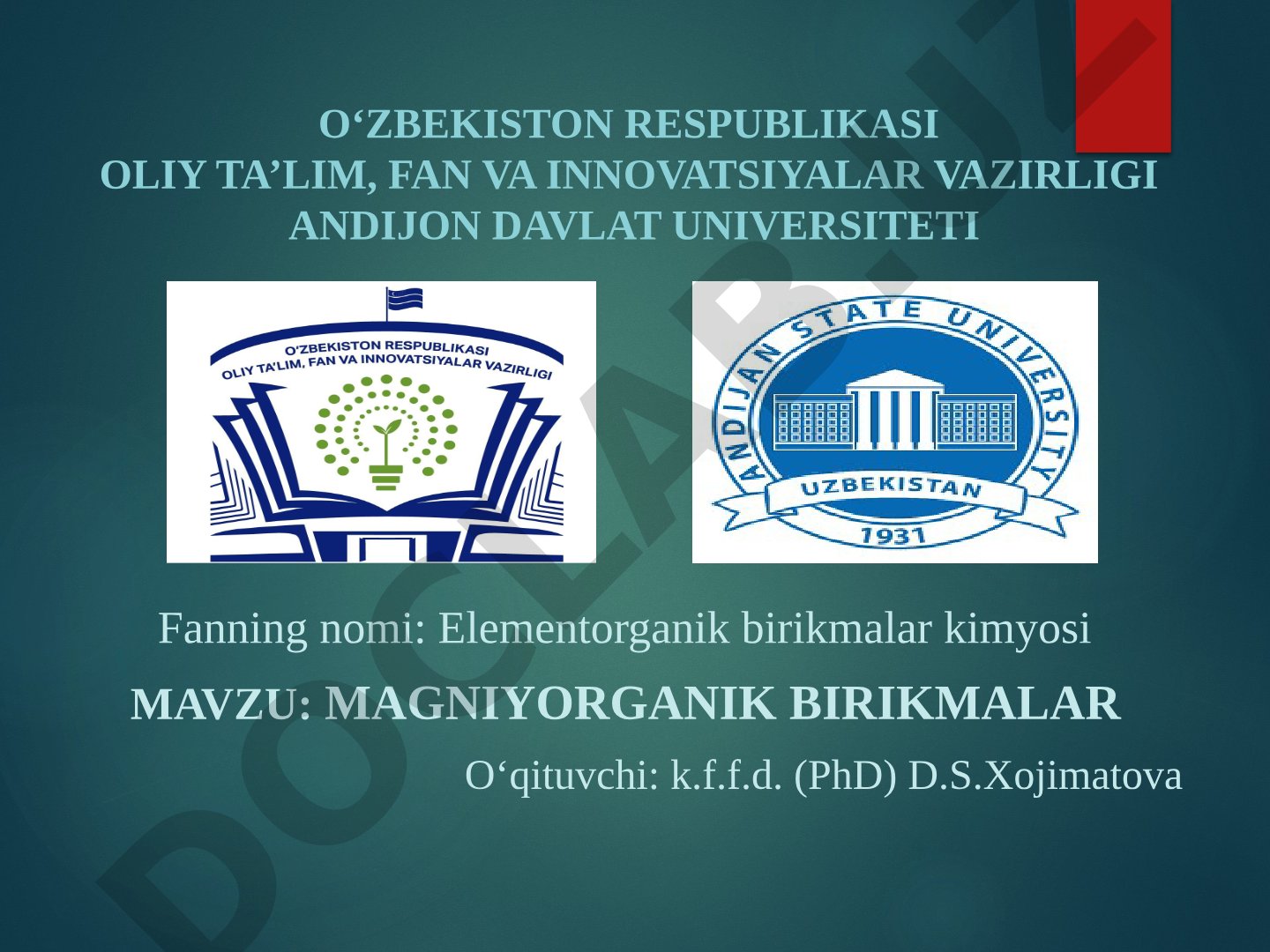 Magniyorganik birikmalar mavzusidagi taqdimot: reaksiyalar, masalalar va tuzilish tahlili