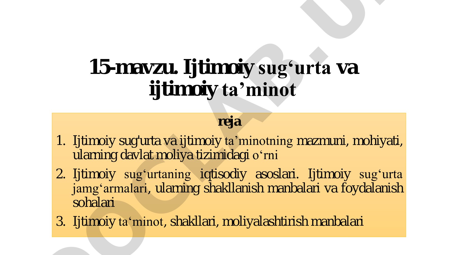 Ijtimoiy sug‘urta va ijtimoiy ta’minot