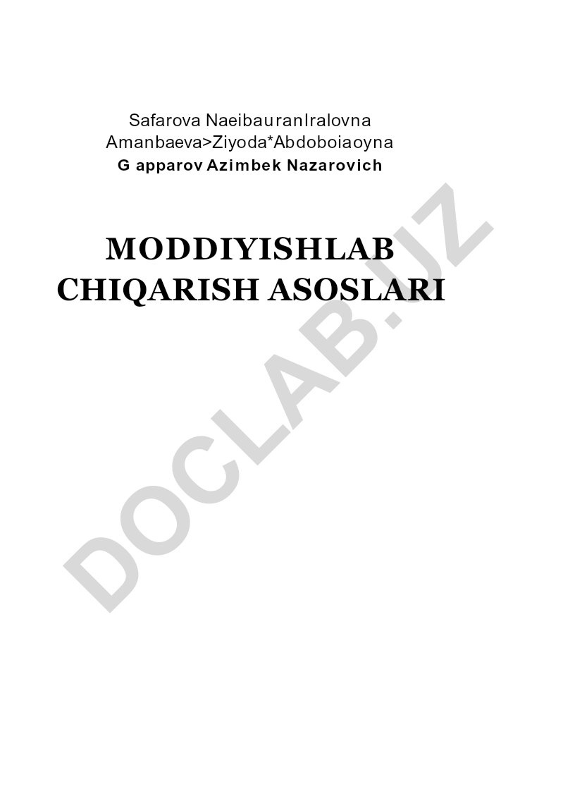 Moddiy ishlab chiqarish asoslari