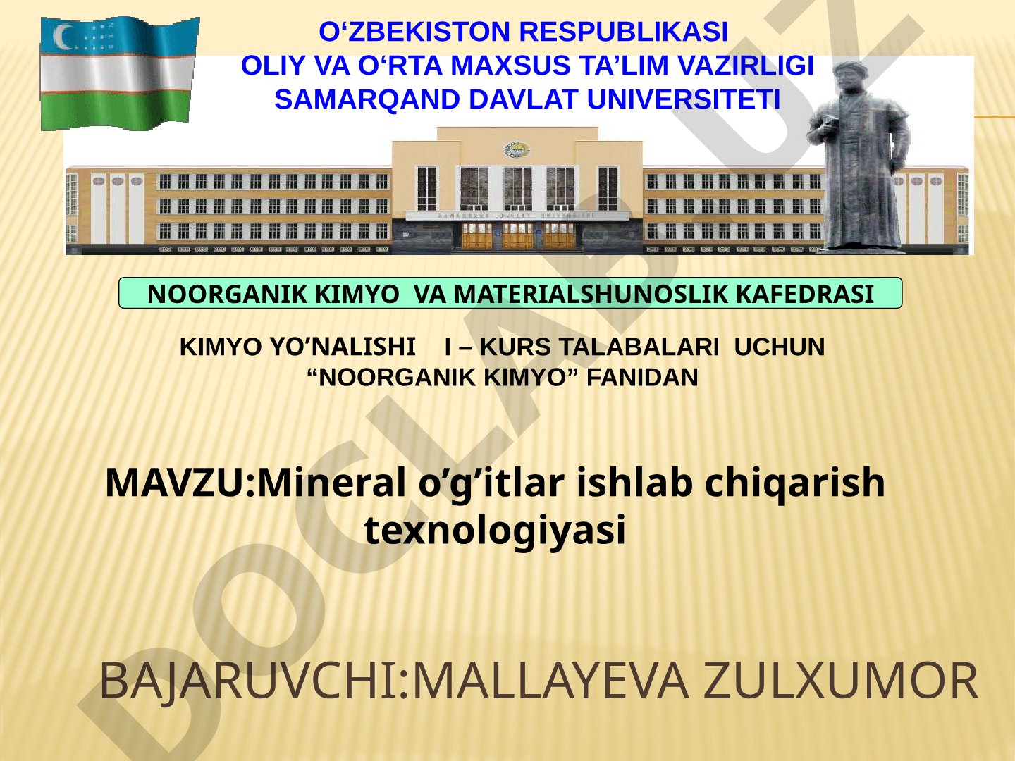 Mineral o'g'itlar ishlab chiqarish texnologiyasi
