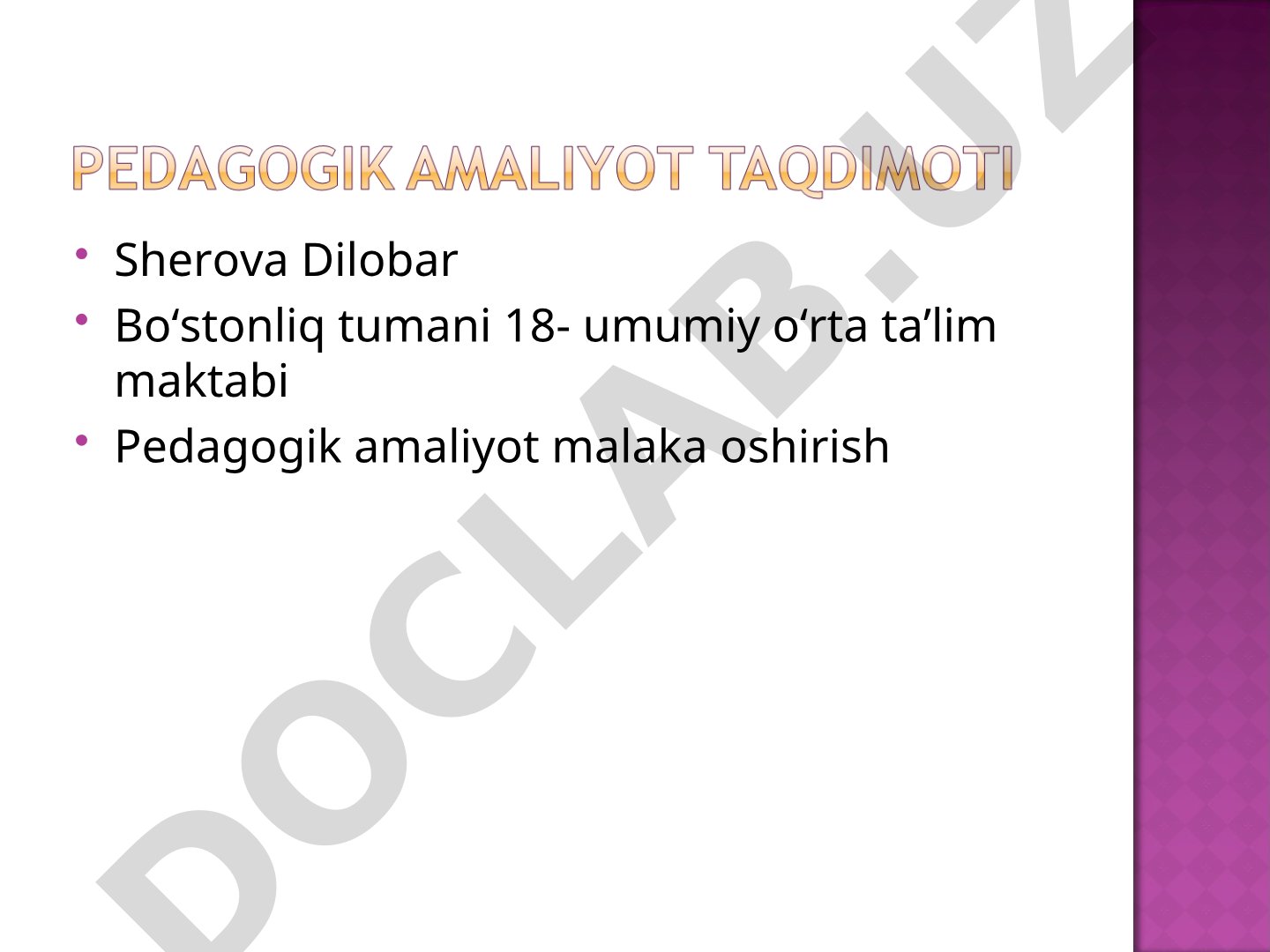 Pedagogik amaliyot bo‘yicha hisobot