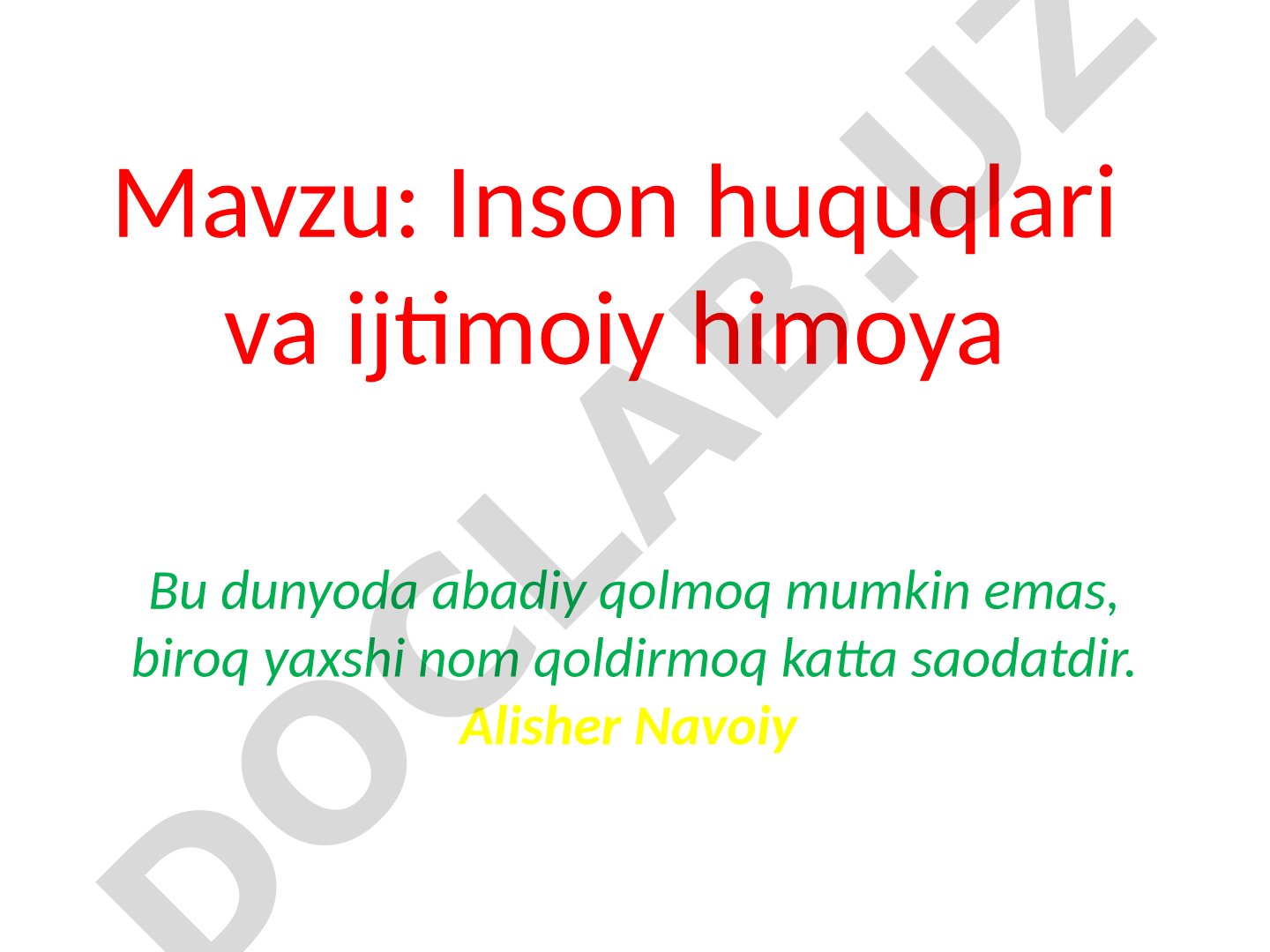 Inson huquqlari va ijtimoiy himoya