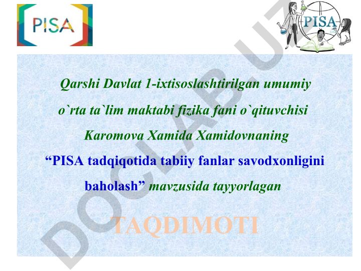 PISA tadqiqotida tabiiy fanlar savodxonligini baholash