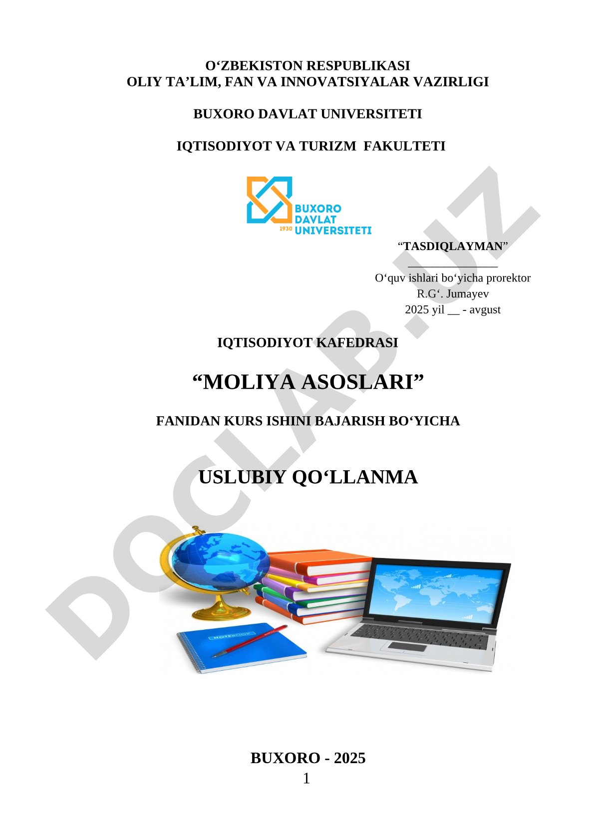 Moliya asoslari fanidan uslubiy qo'llanma