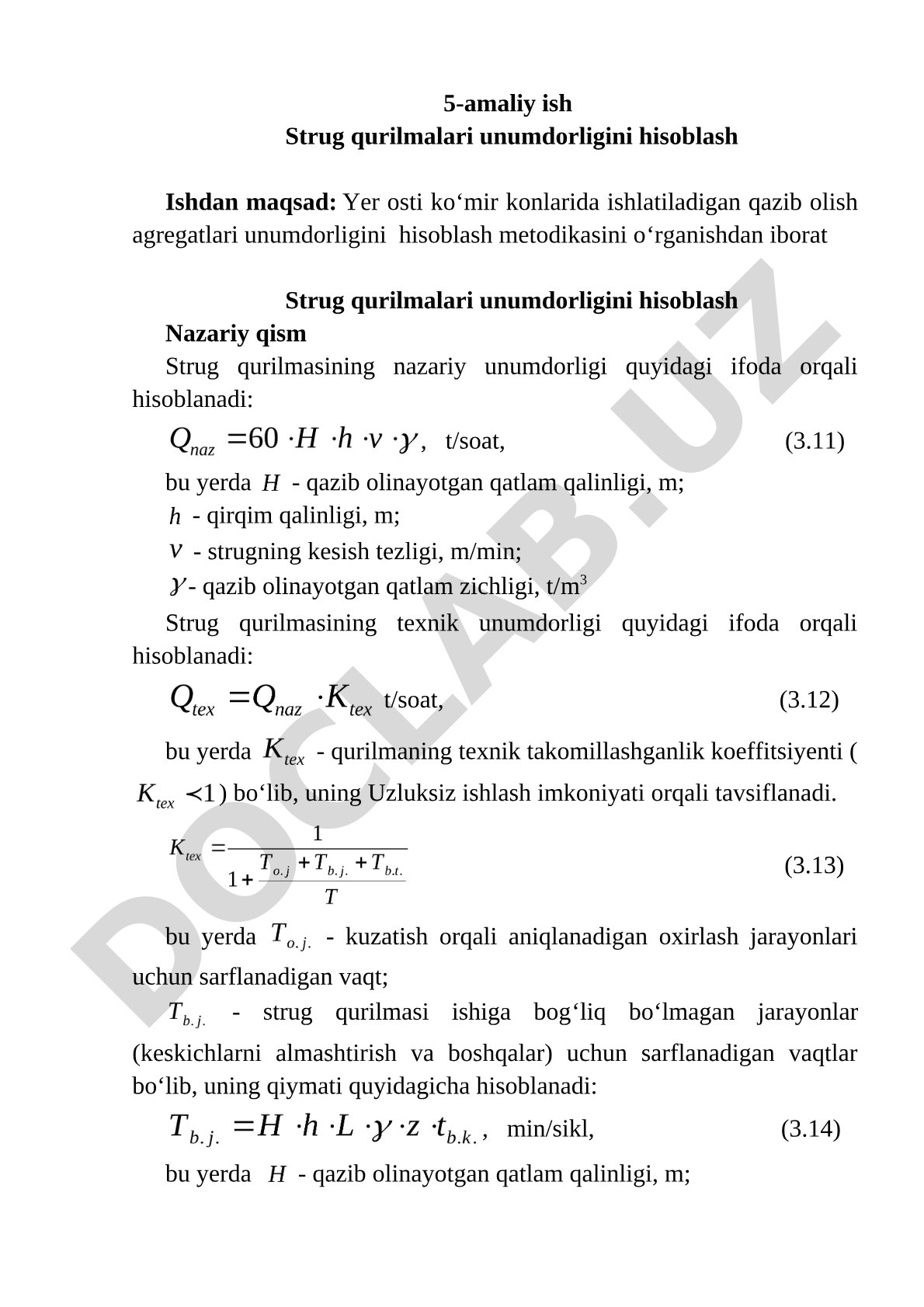 Strug qurilmalari unumdorligini hisoblash