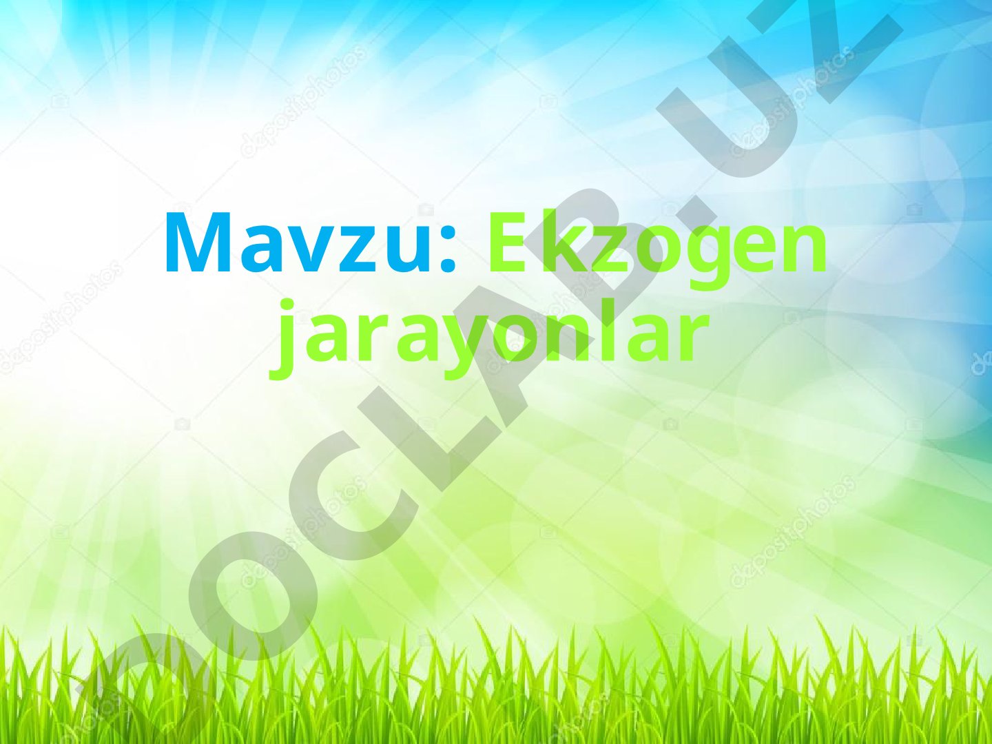 Ekzogen jarayonlar Geokimyoviy jarayonlar