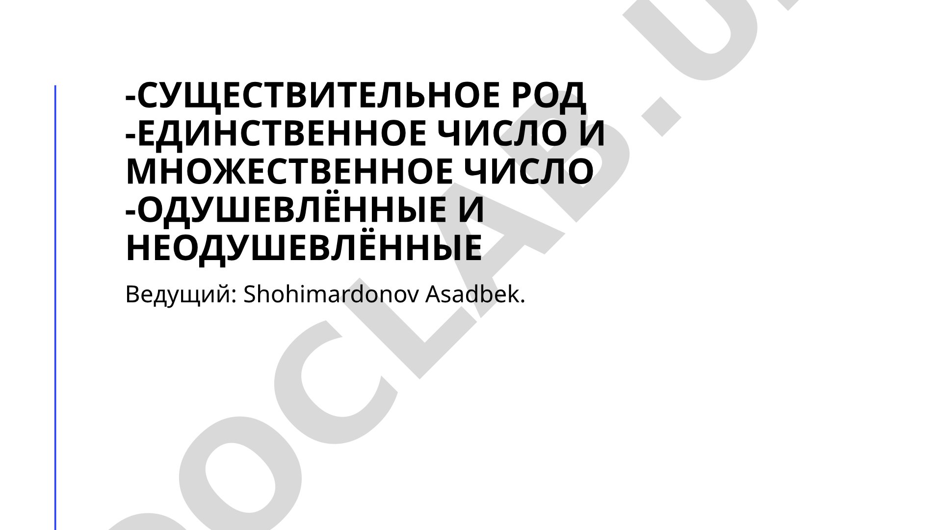 Род, число и одушевлённость существительных