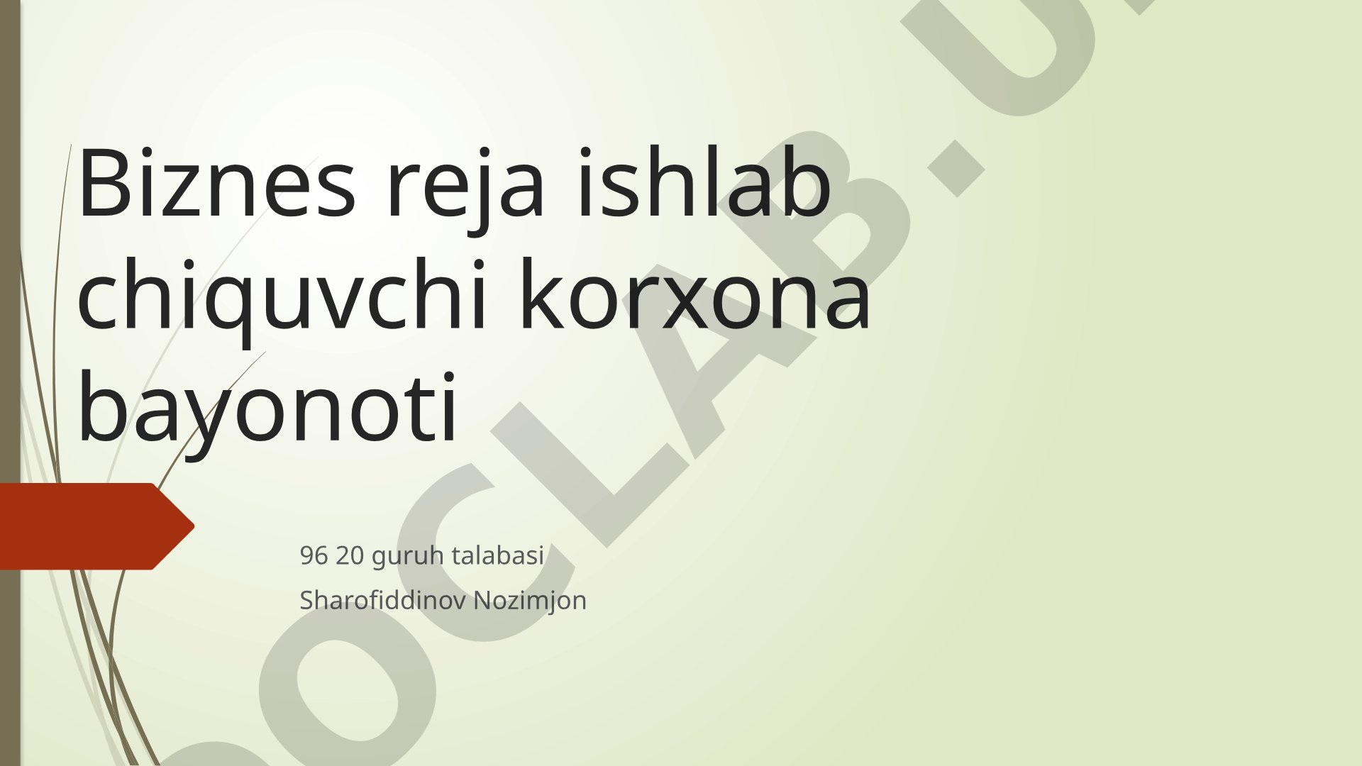 Biznes reja ishlab chiquvchi korxona bayonoti