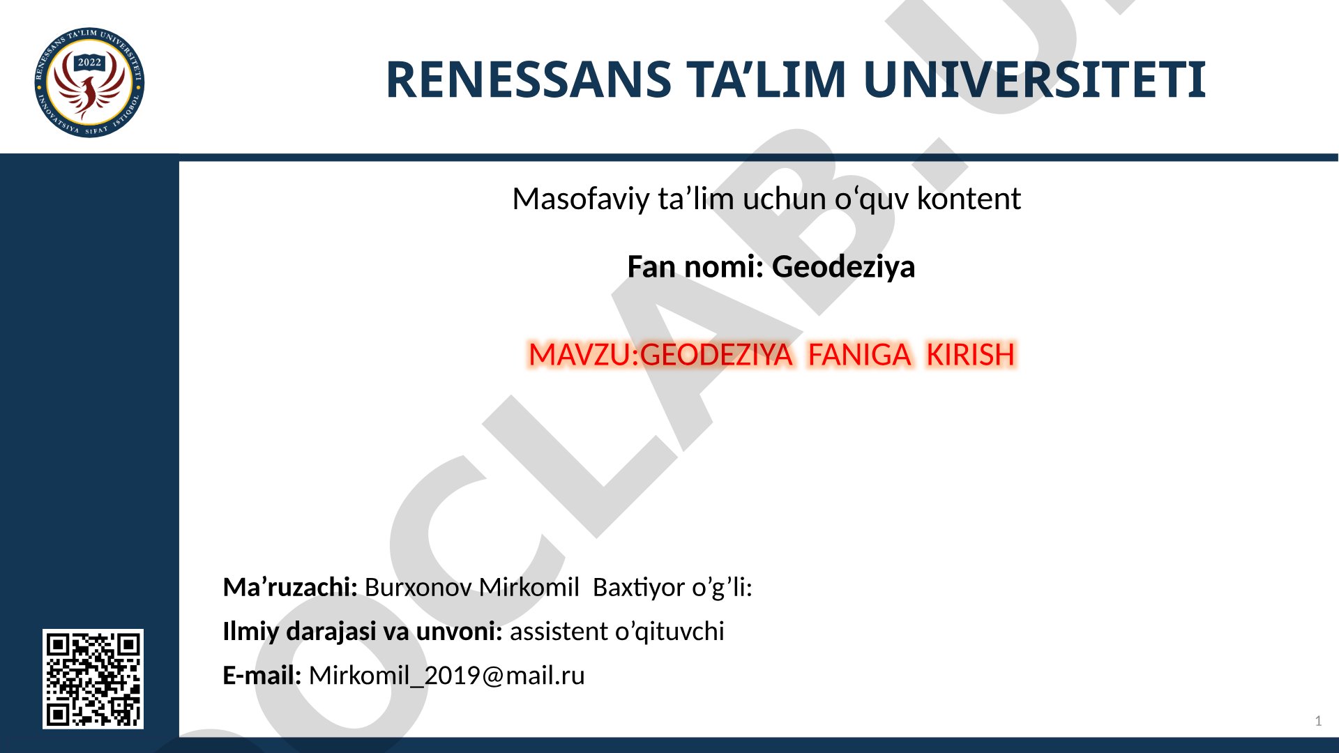 Geodeziya faniga kirish