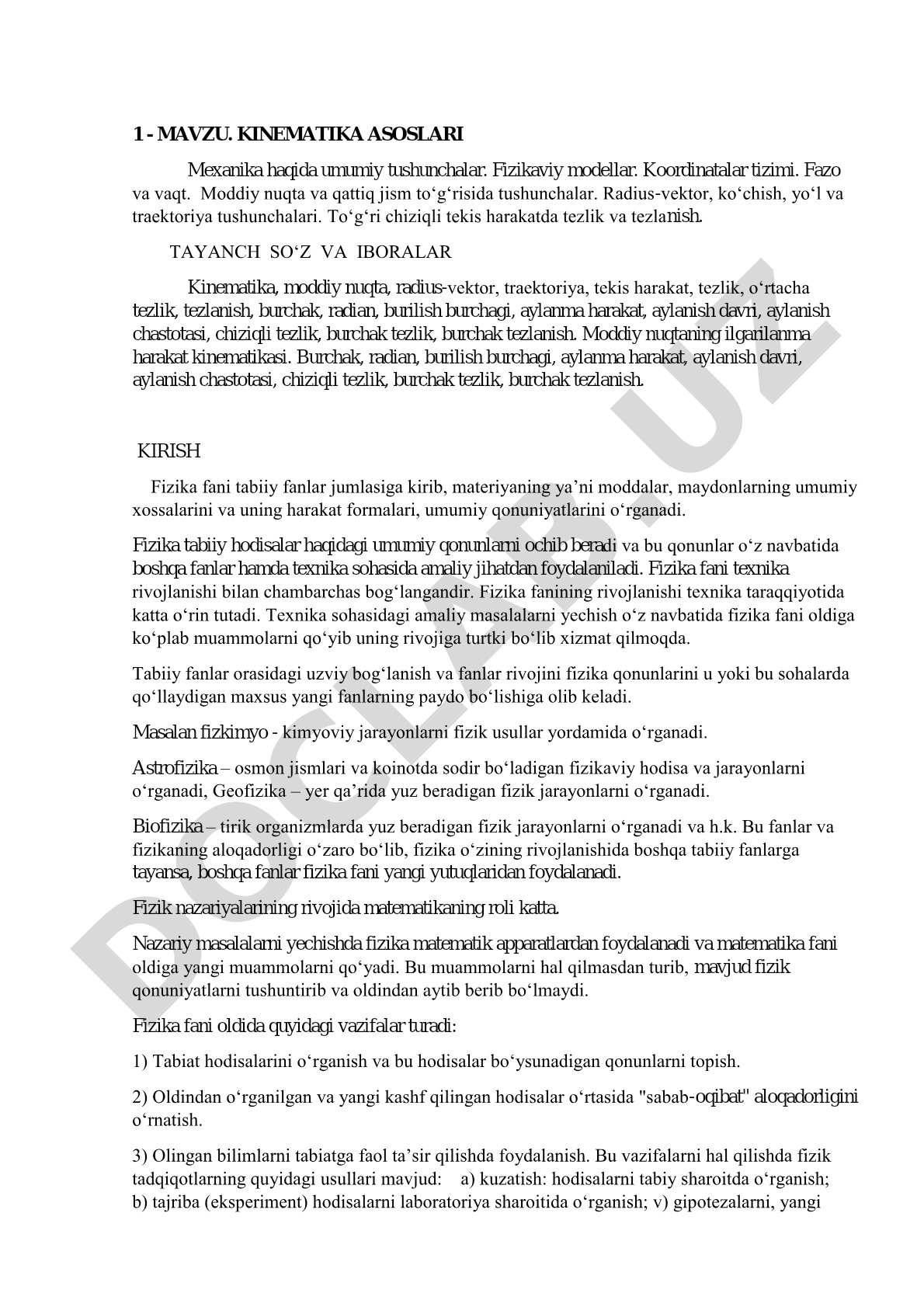 Kinematika asoslari