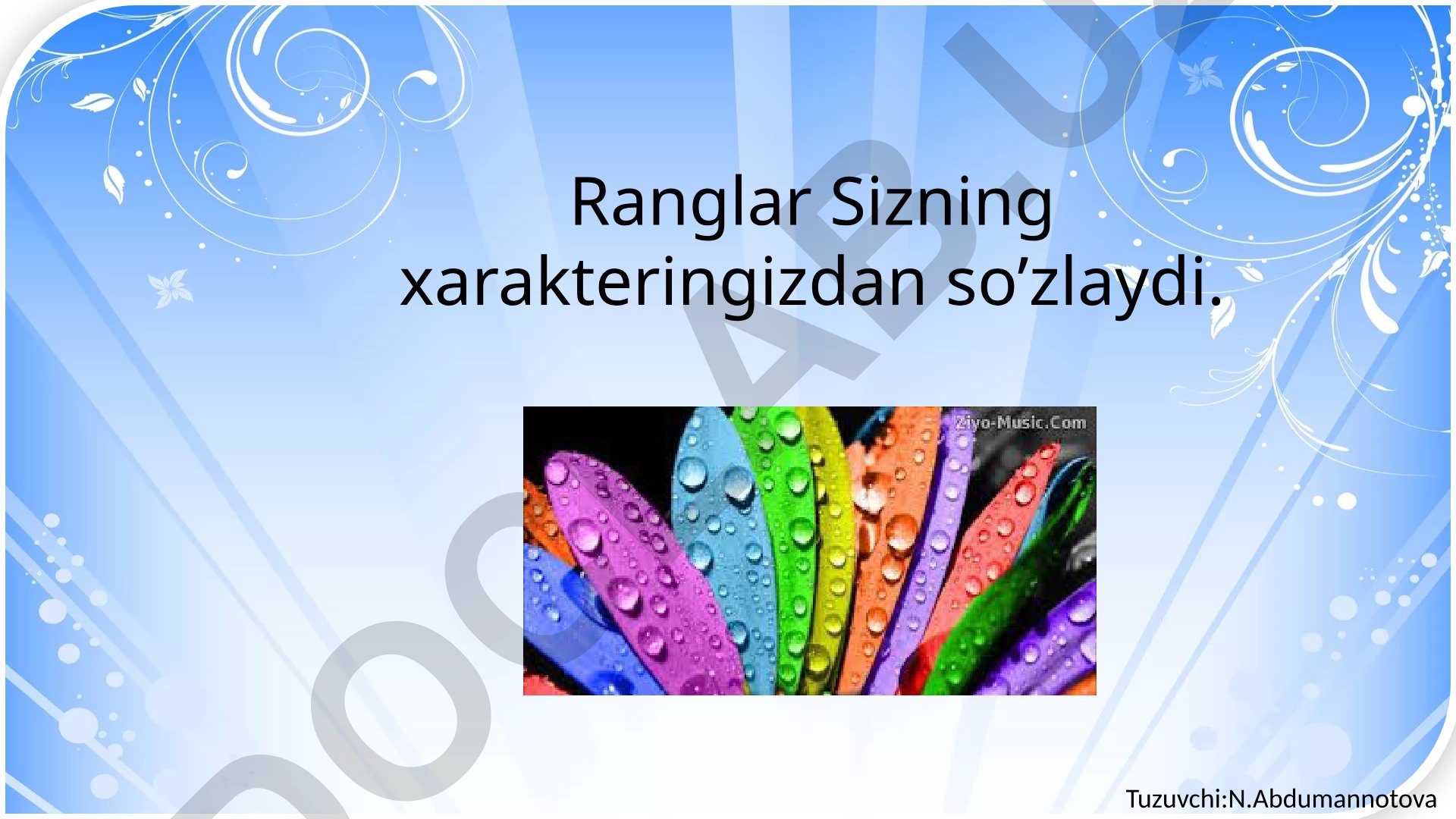 Ranglar orqali shaxsiy xarakter tahlili