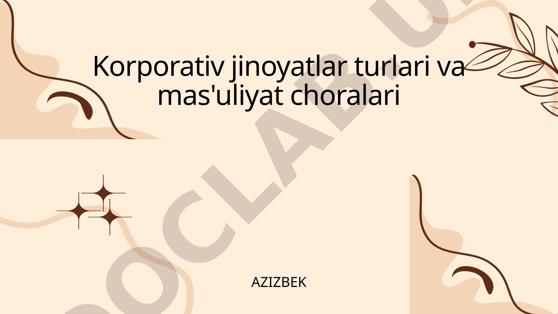 Korporativ jinoyatlar turlari va mas'uliyat choralari