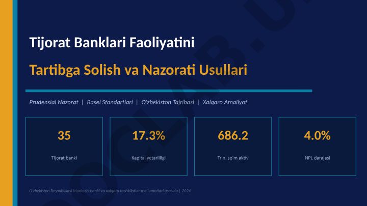 Tijorat Banklari Faoliyatini Tartibga Solish va Nazorati Usullari