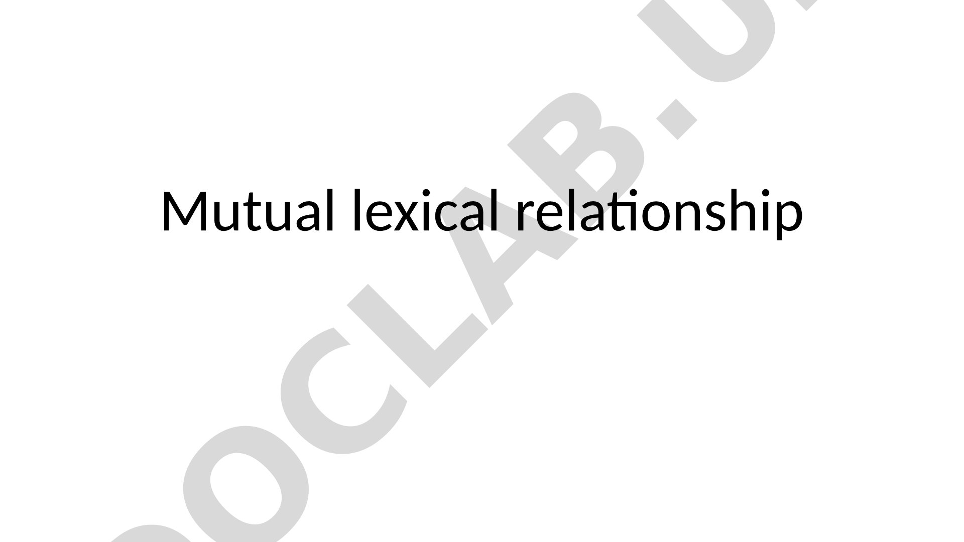 Presentation covering mutual lexical relationships in language