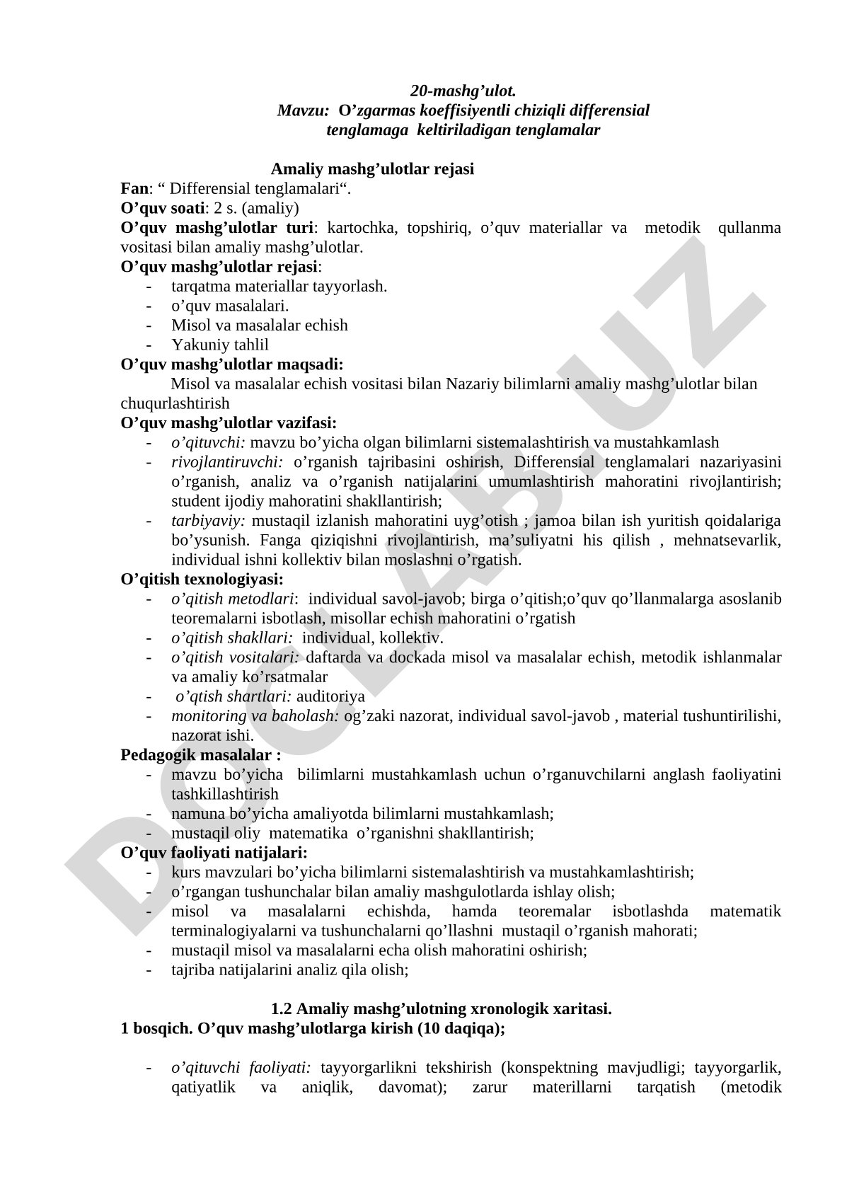 O’zgarmas koeffisiyentli chiziqli differensial tenglamaga keltiriladigan tenglamalar