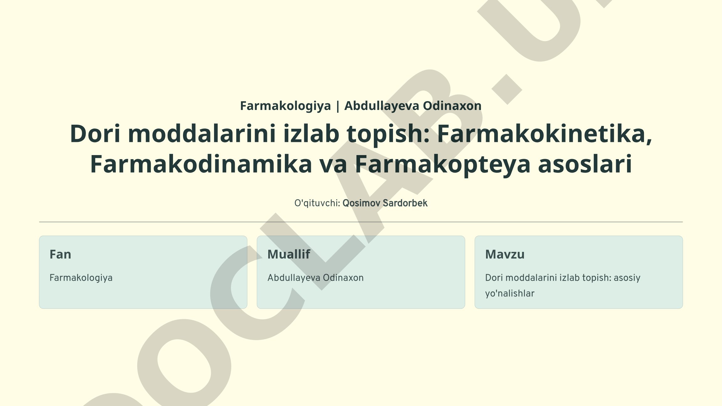 Dori moddalarini izlab topish: asosiy yo'nalishlar