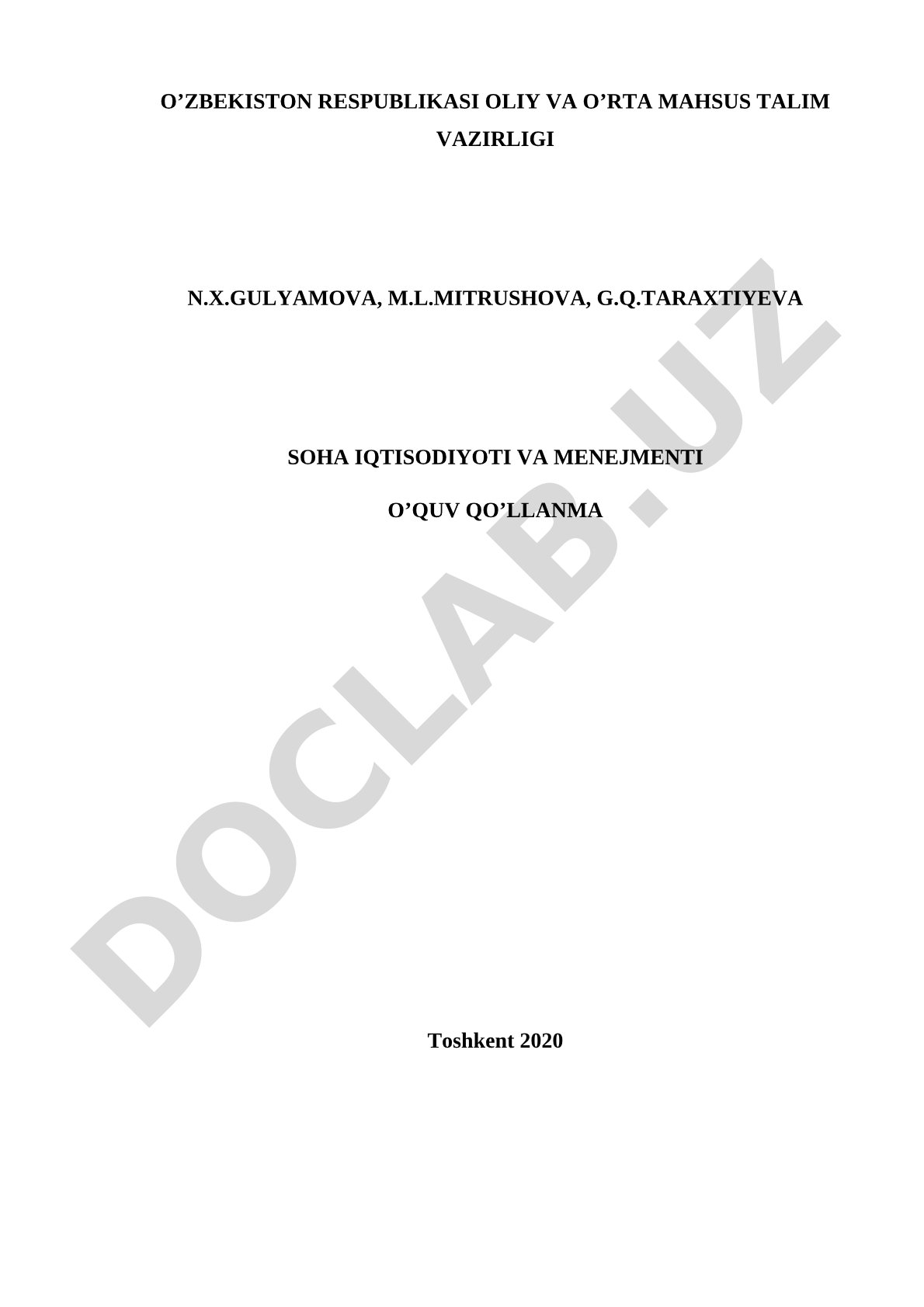 Soha iqtisodiyoti va menejmenti