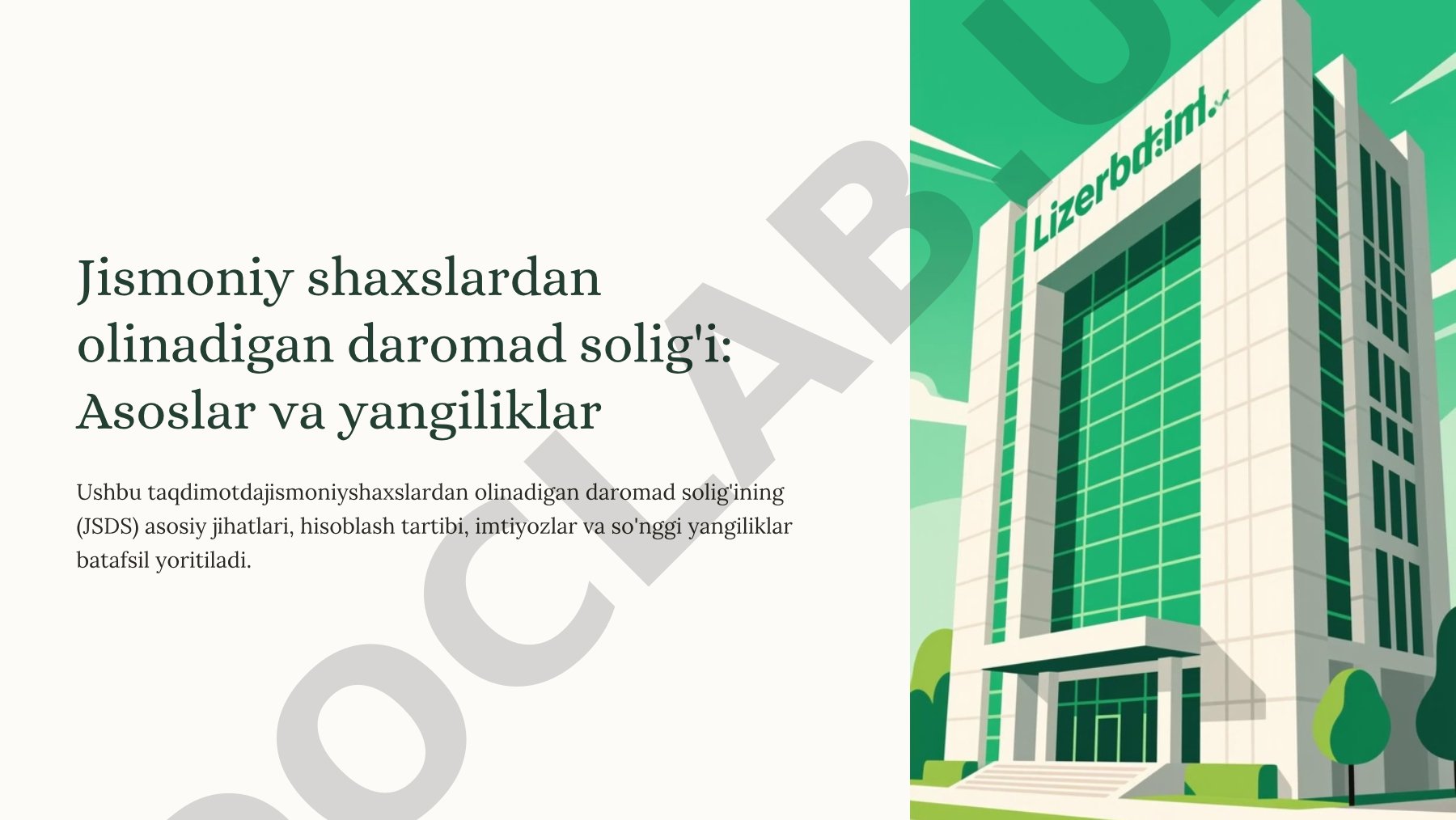 Jismoniy shaxslardan olinadigan daromad solig'i: asoslar va yangiliklar
