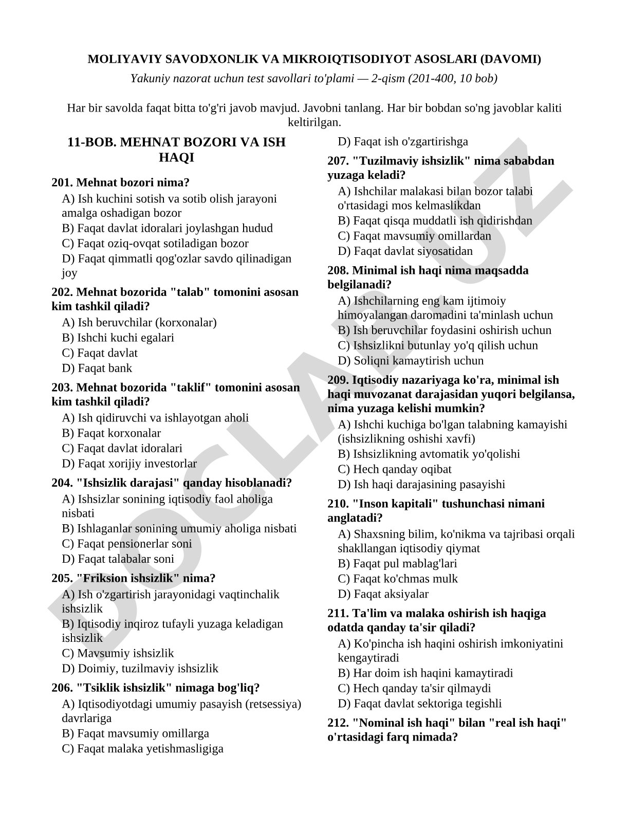 Moliyaviy savodxonlik va mikroiqtisodiyot asoslari (davomi)