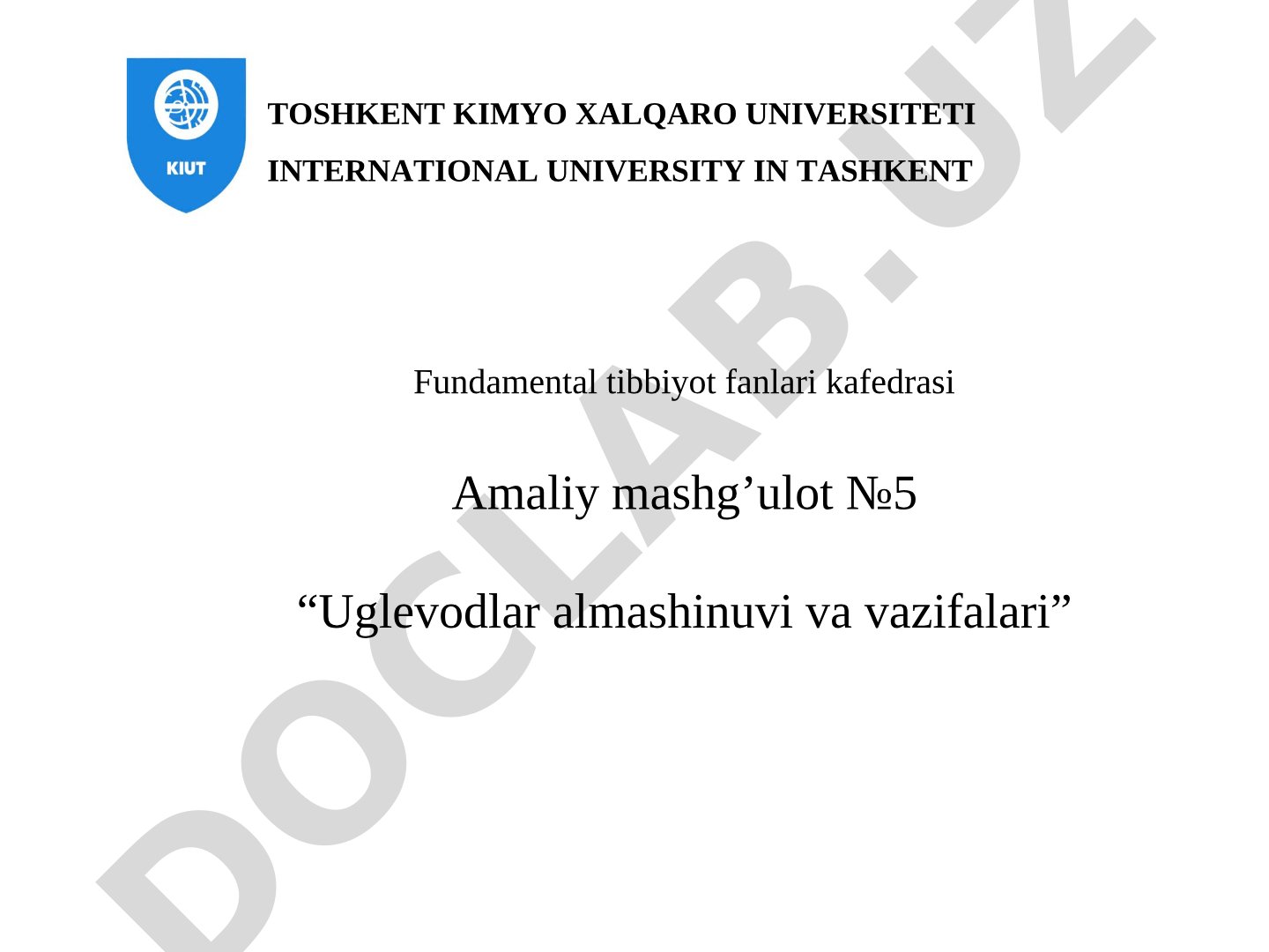 Uglevodlar almashinuvi va vazifalari