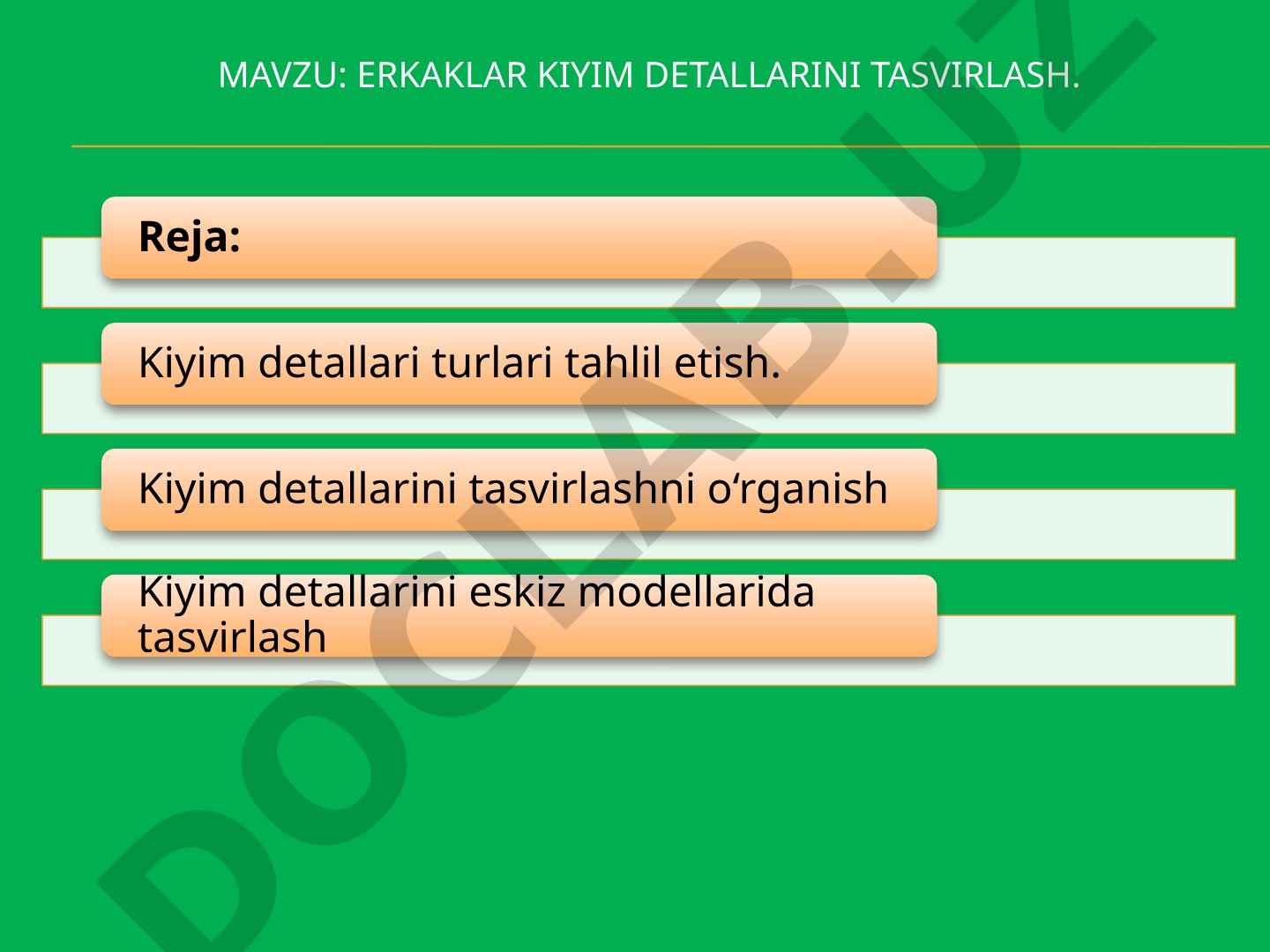 Erkaklar kiyim detallarini tasvirlash