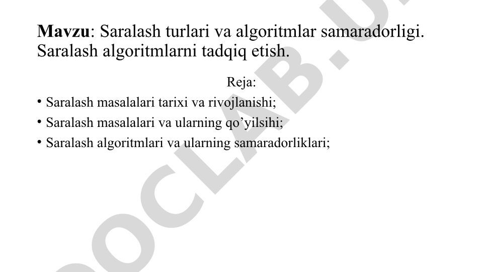 Saralash turlari va algoritmlar samaradorligi