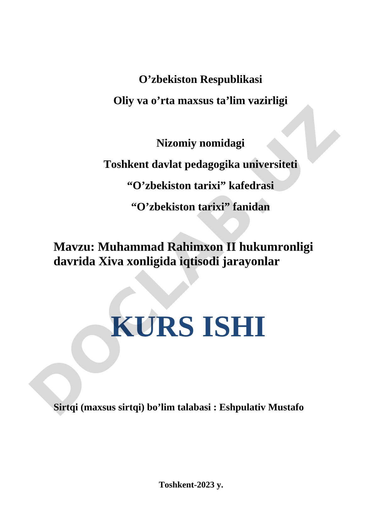 Muhammad Rahimxon II hukumronligi davrida Xiva xonligida iqtisodi jarayonlar