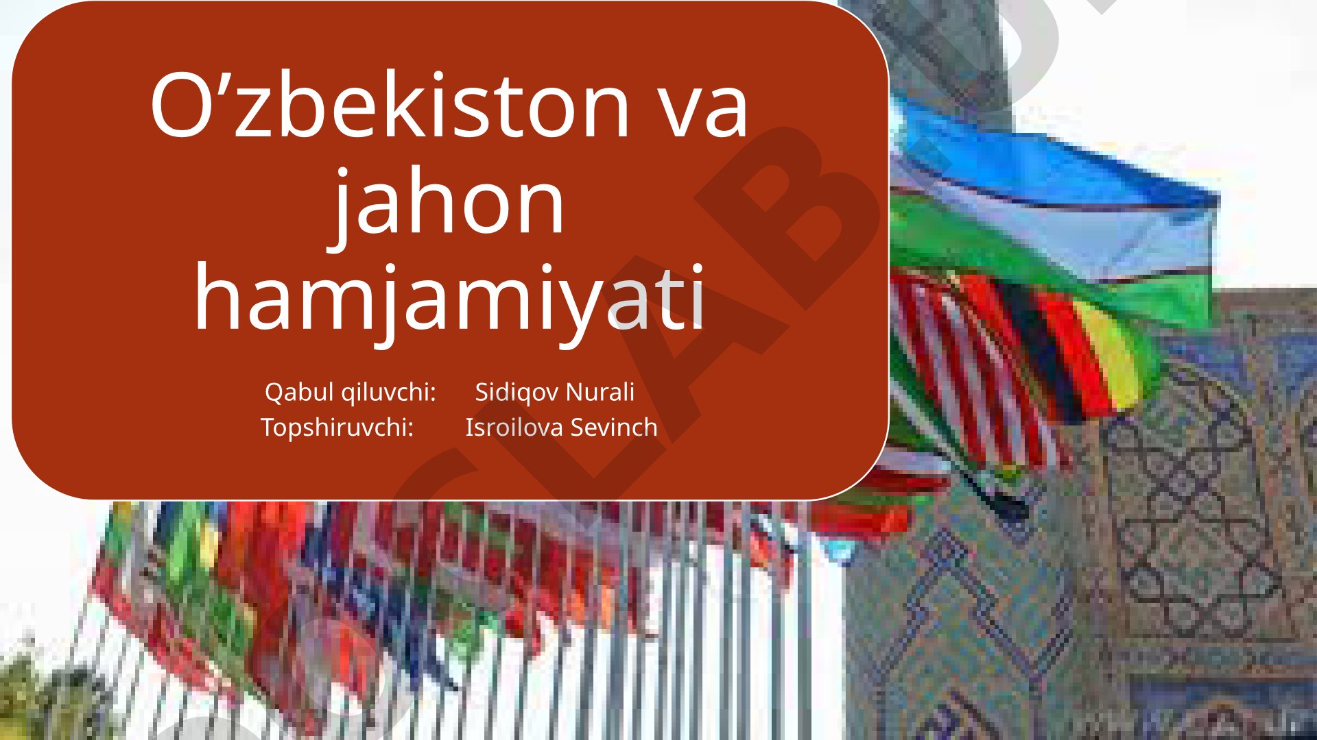 O’zbekiston va jahon hamjamiyati