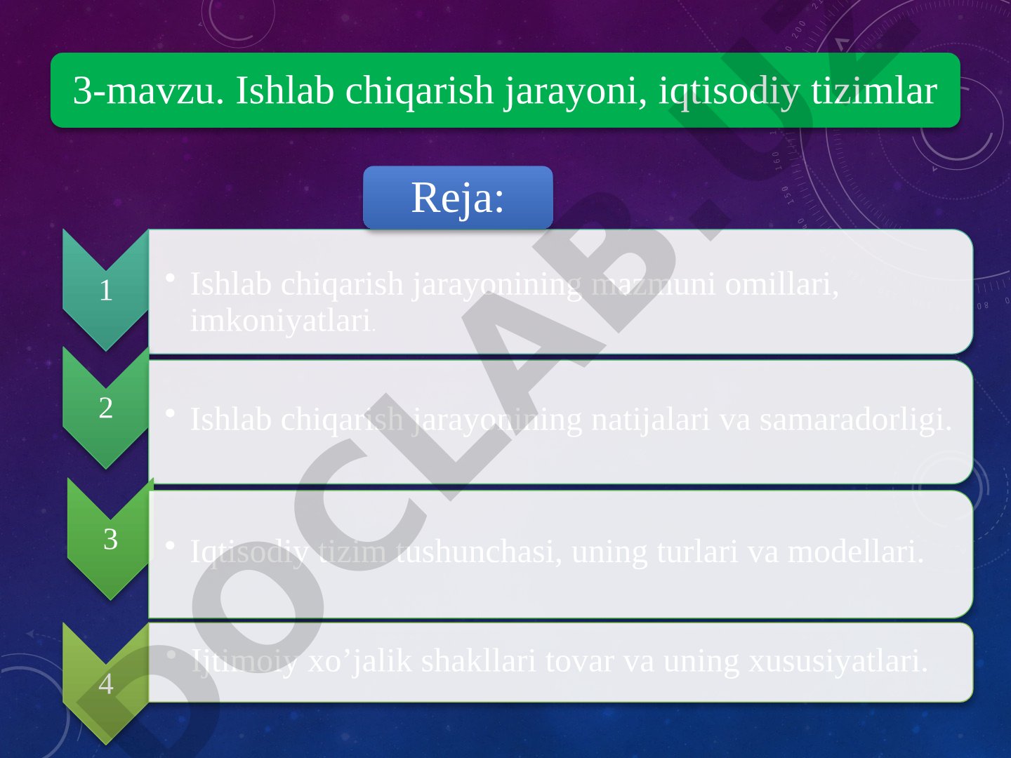 3-mavzu. Ishlab chiqarish jarayoni, iqtisodiy tizimlar