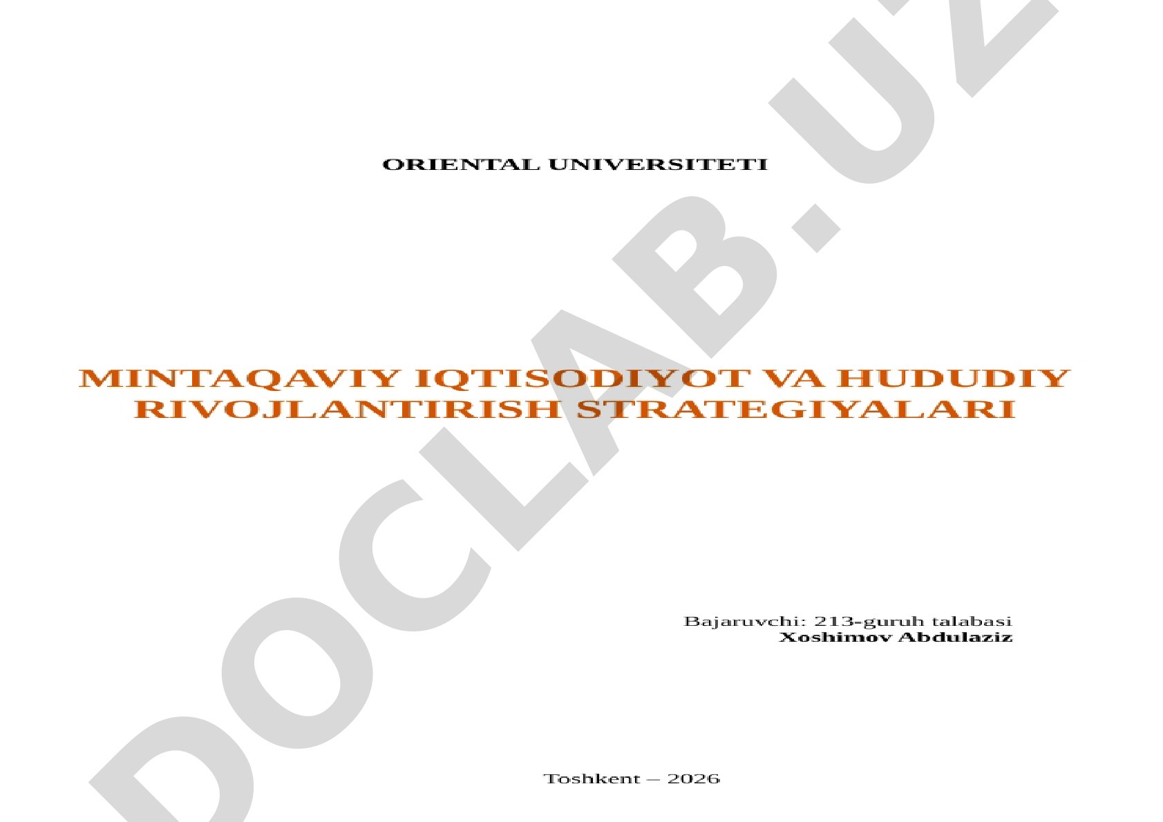 Mintaqaviy iqtisodiyot va hududiy rivojlantirish omillari