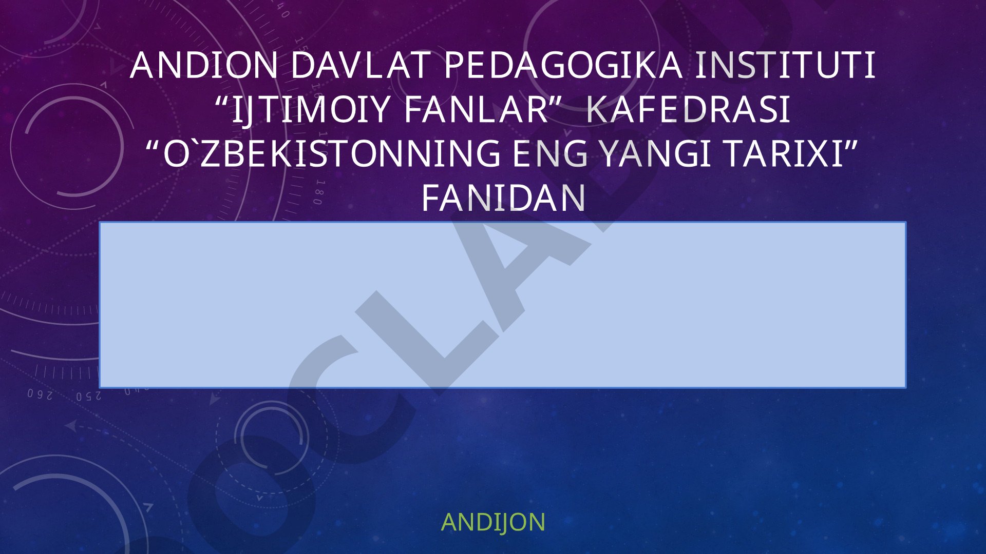 Oʻzbekistonning o’ziga hos istiqlol va taraqqiyot yo’li