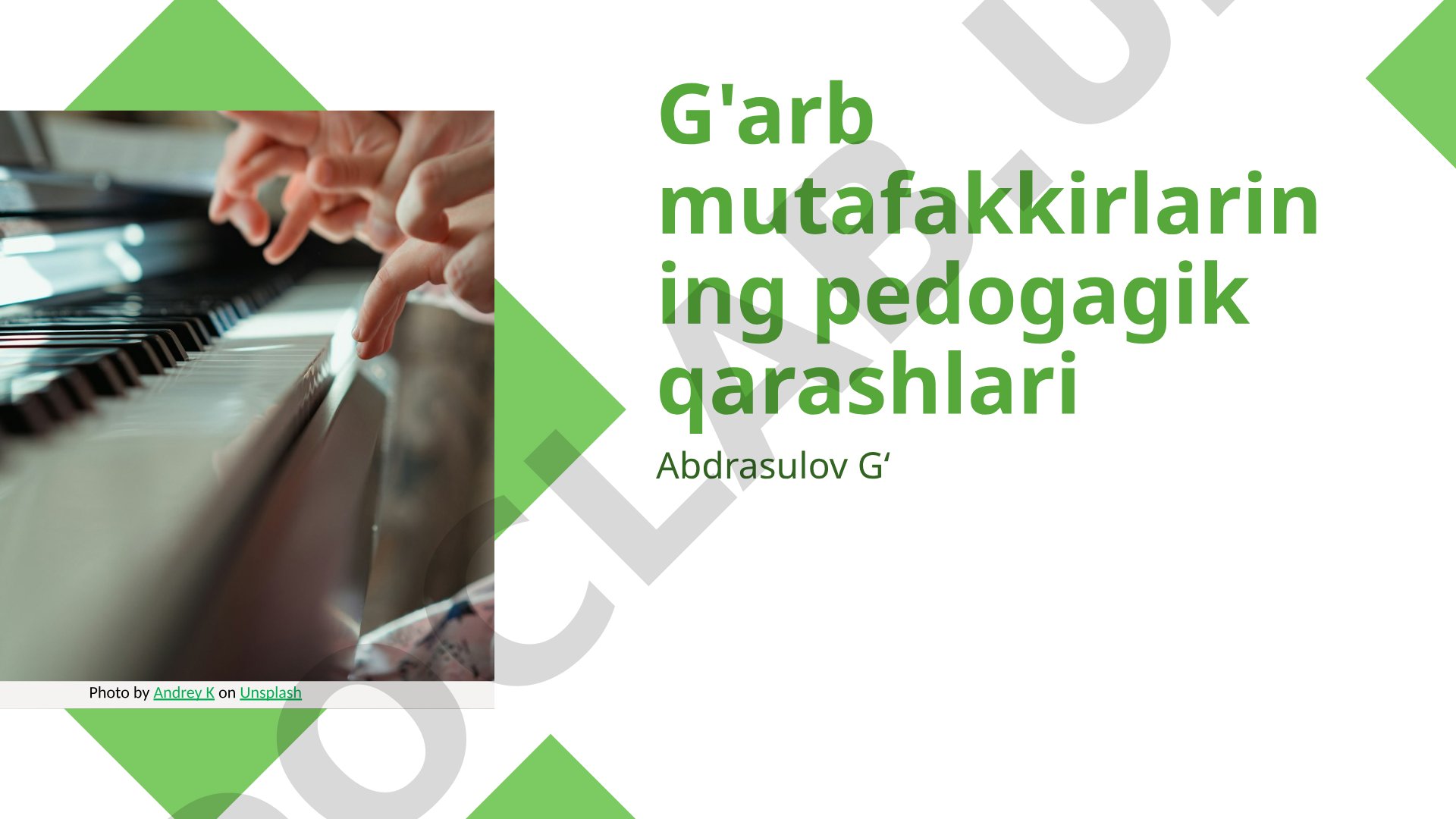 G'arb mutafakkirlarining pedagogik qarashlari