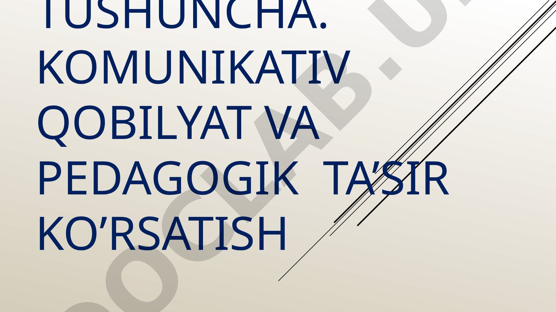Kommunikatsiya haqida tushuncha. Komunikativ qobilyat va pedagogik ta'sir ko'rsatish
