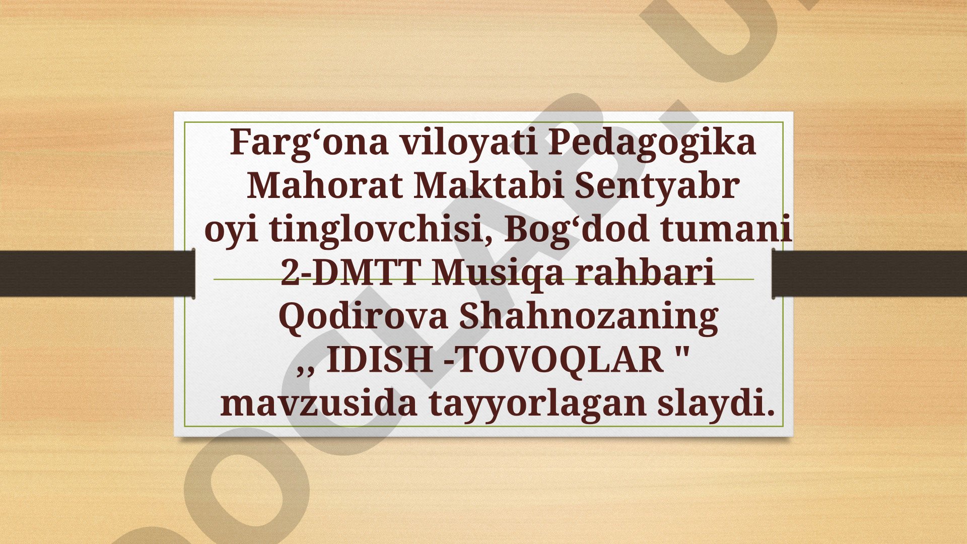 IDISH – TOVOQLAR