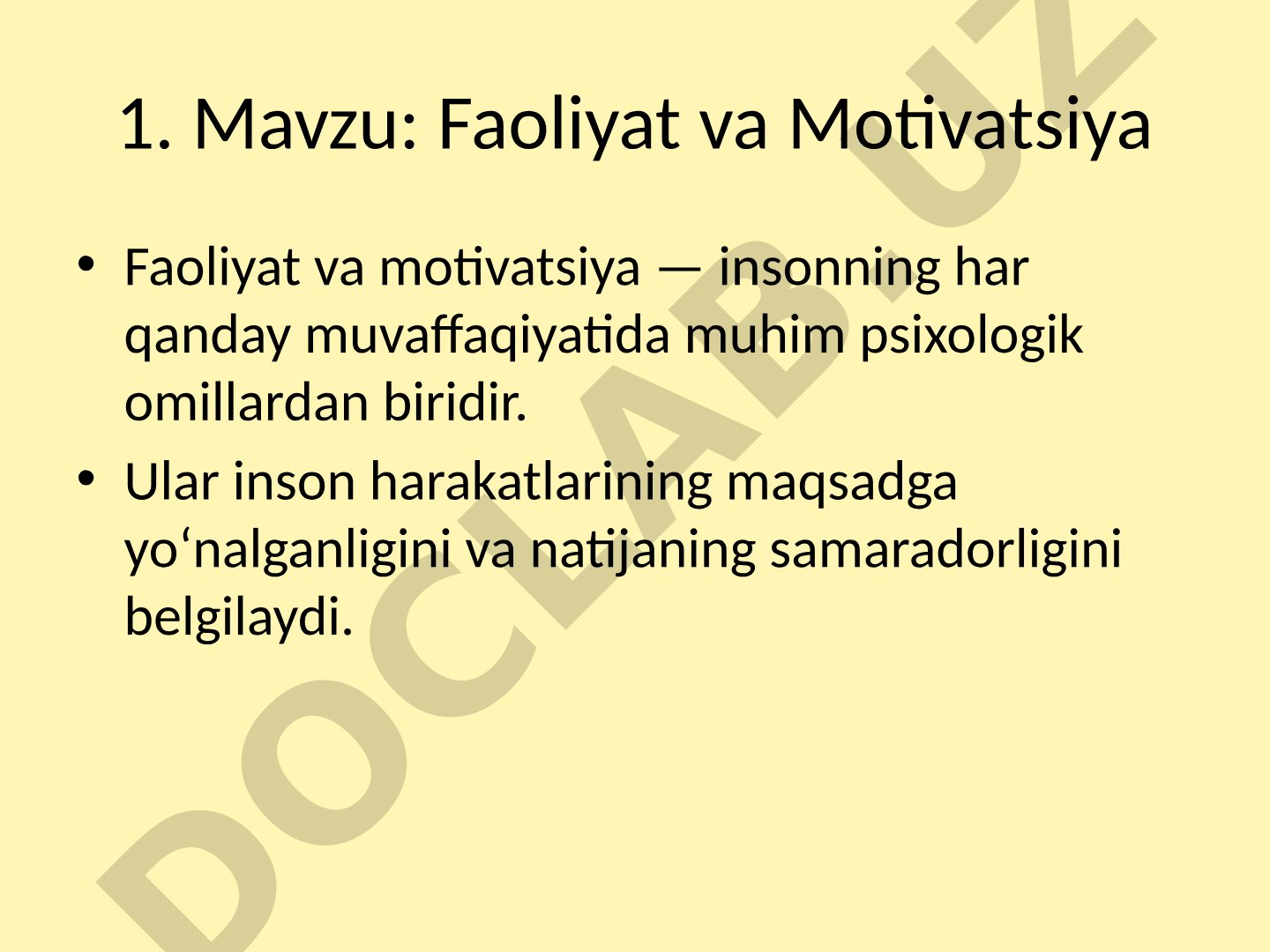 Faoliyat va Motivatsiya