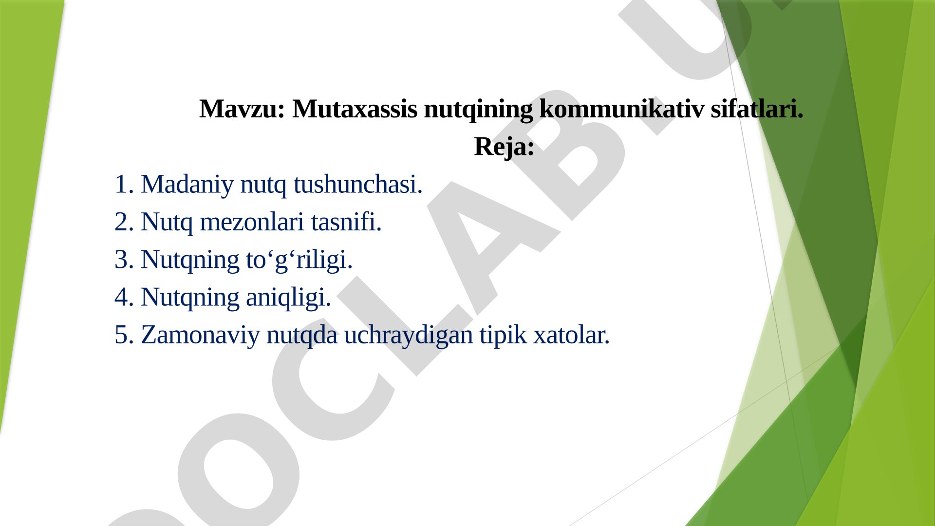 Mutaxassis nutqining kommunikativ sifatlari