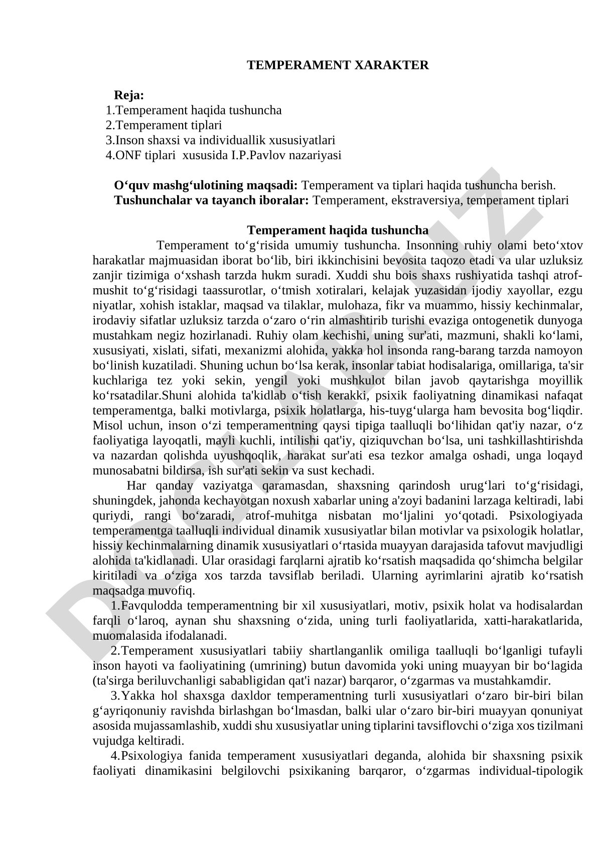 Temperament va uning tiplari