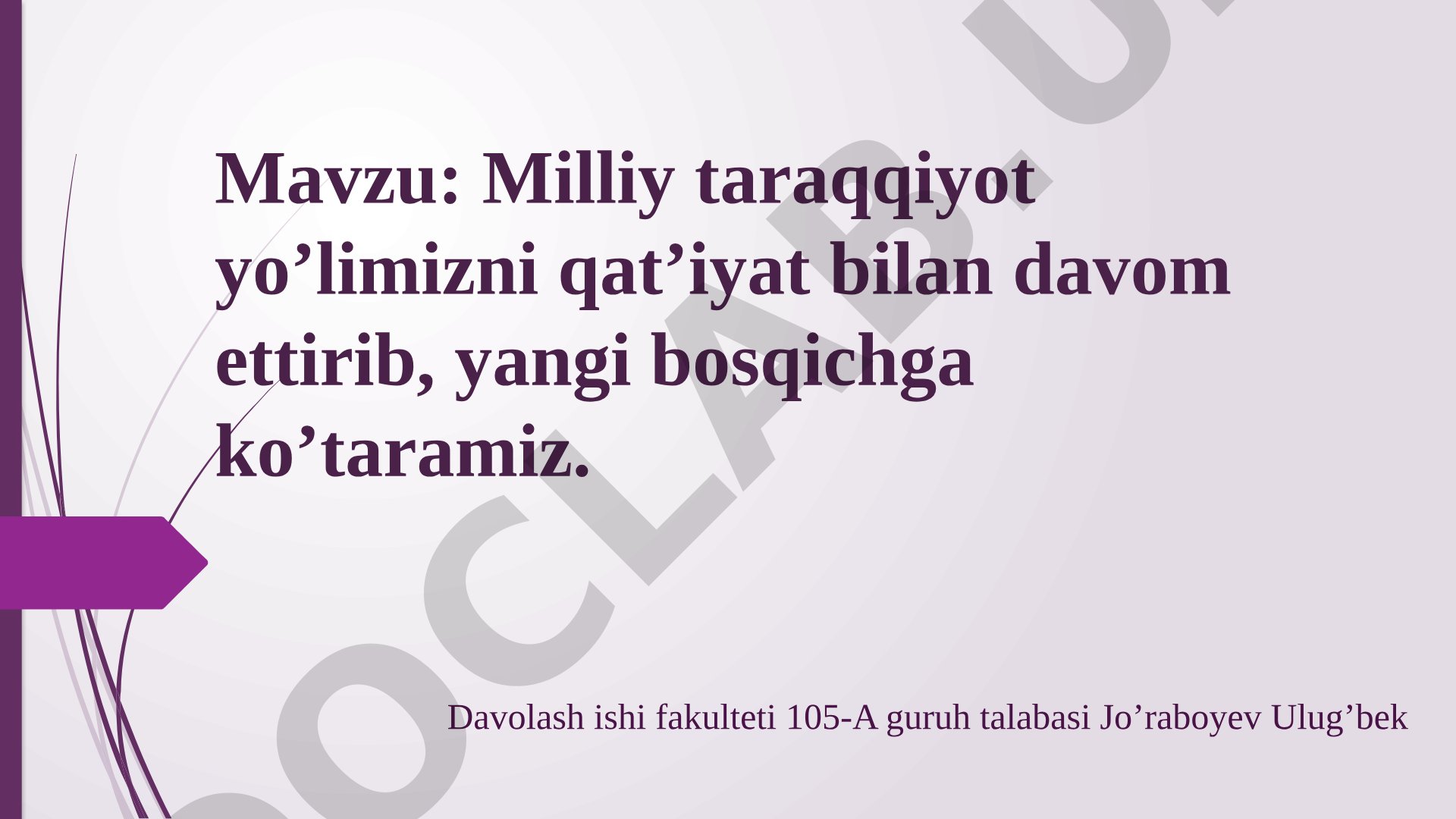 Milliy taraqqiyot yo'limizni qat'iyat bilan davom ettirib, yangi bosqichga ko'taramiz
