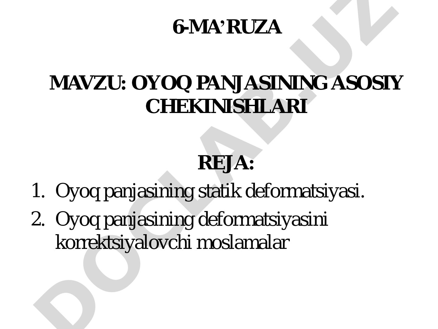 Oyoq panjasining asosiy chekinishlari