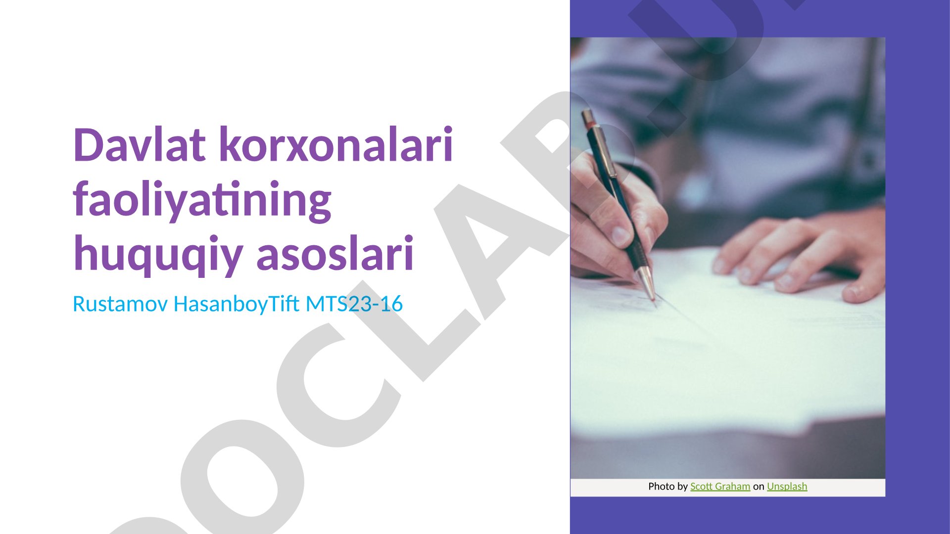 Davlat korxonalari faoliyatining huquqiy asoslari